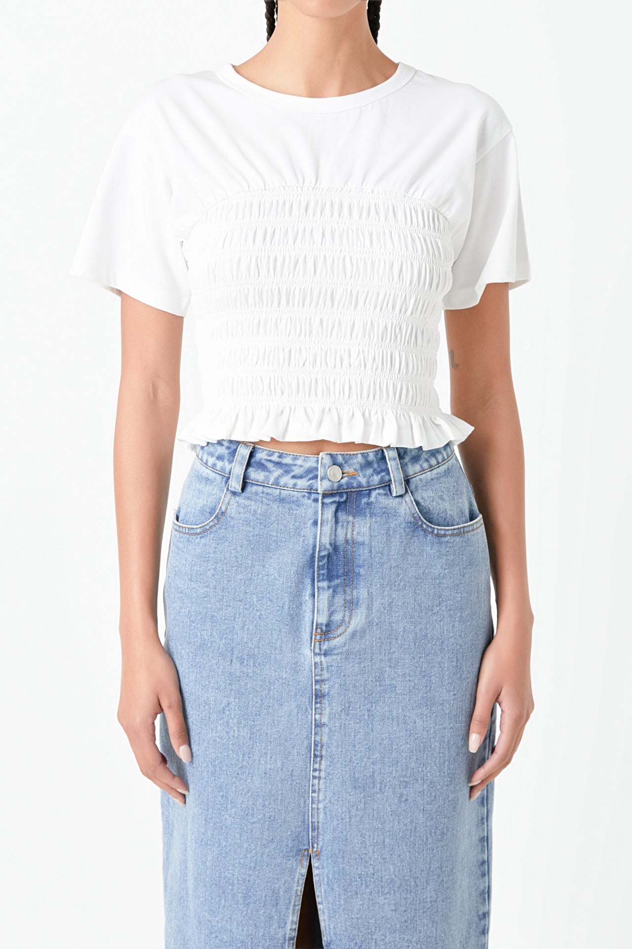GREY LAB - Smocked Detail T-shirt - TOPS available at Objectrare