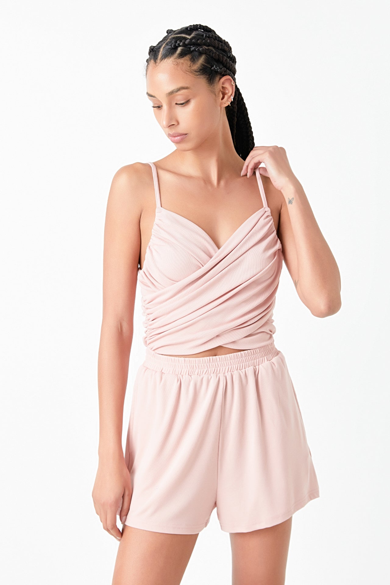 GREY LAB - Shirred Detail Knit Romper - ROMPERS available at Objectrare