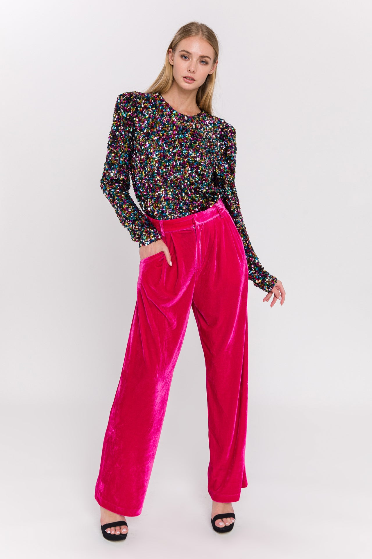 ENDLESS ROSE - Velvet Wide Leg Pants - PANTS available at Objectrare