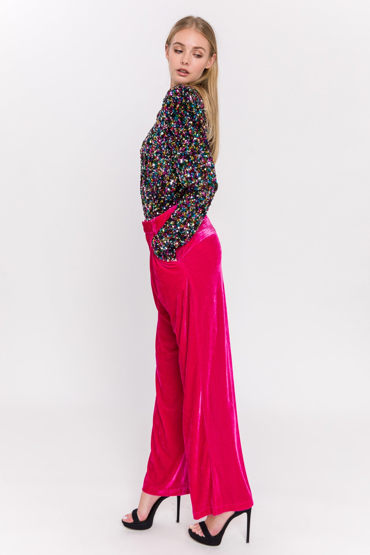 ENDLESS ROSE - Velvet Wide Leg Pants - PANTS available at Objectrare