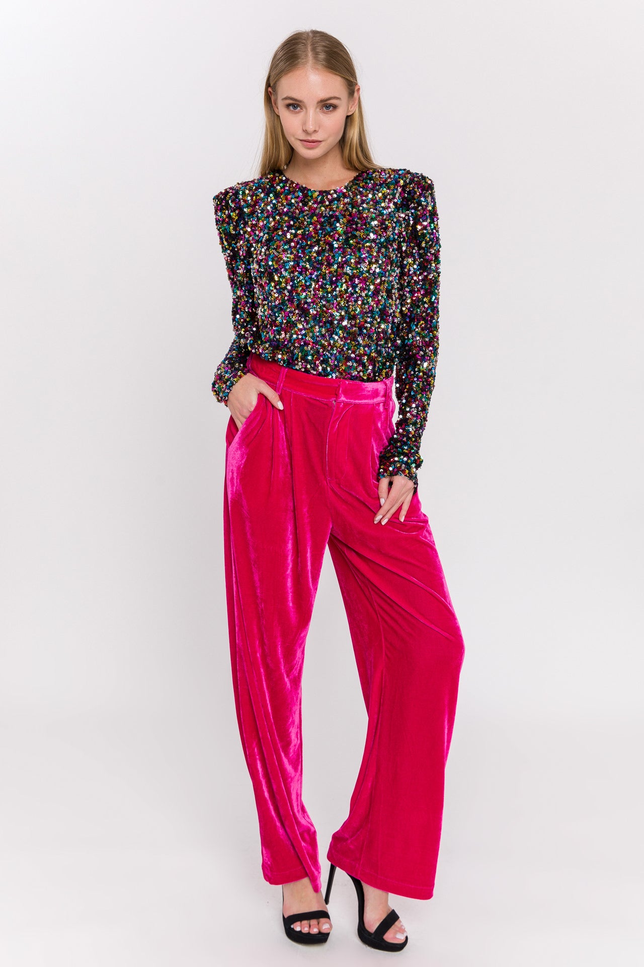 ENDLESS ROSE - Velvet Wide Leg Pants - PANTS available at Objectrare