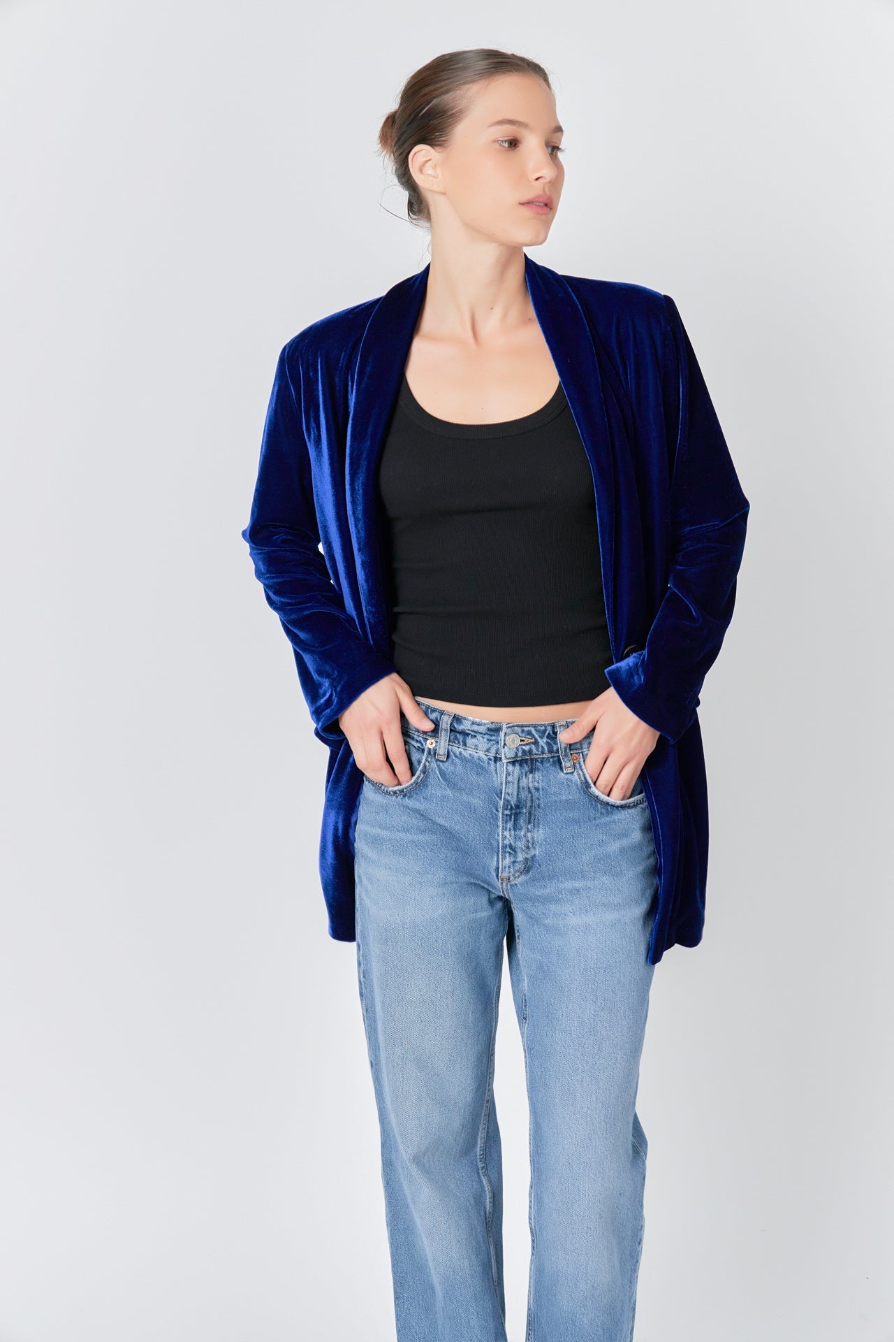 ENDLESS ROSE - Velvet Loose Fit Blazer - BLAZERS available at Objectrare