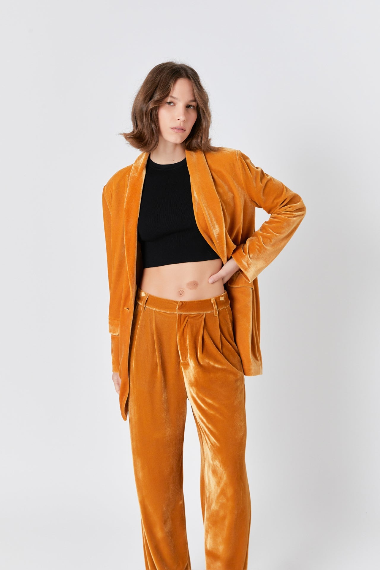 ENDLESS ROSE - Velvet Loose Fit Blazer - BLAZERS available at Objectrare