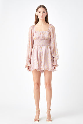 ENDLESS ROSE - Foiled Dot Long Sleeves Romper - ROMPERS available at Objectrare