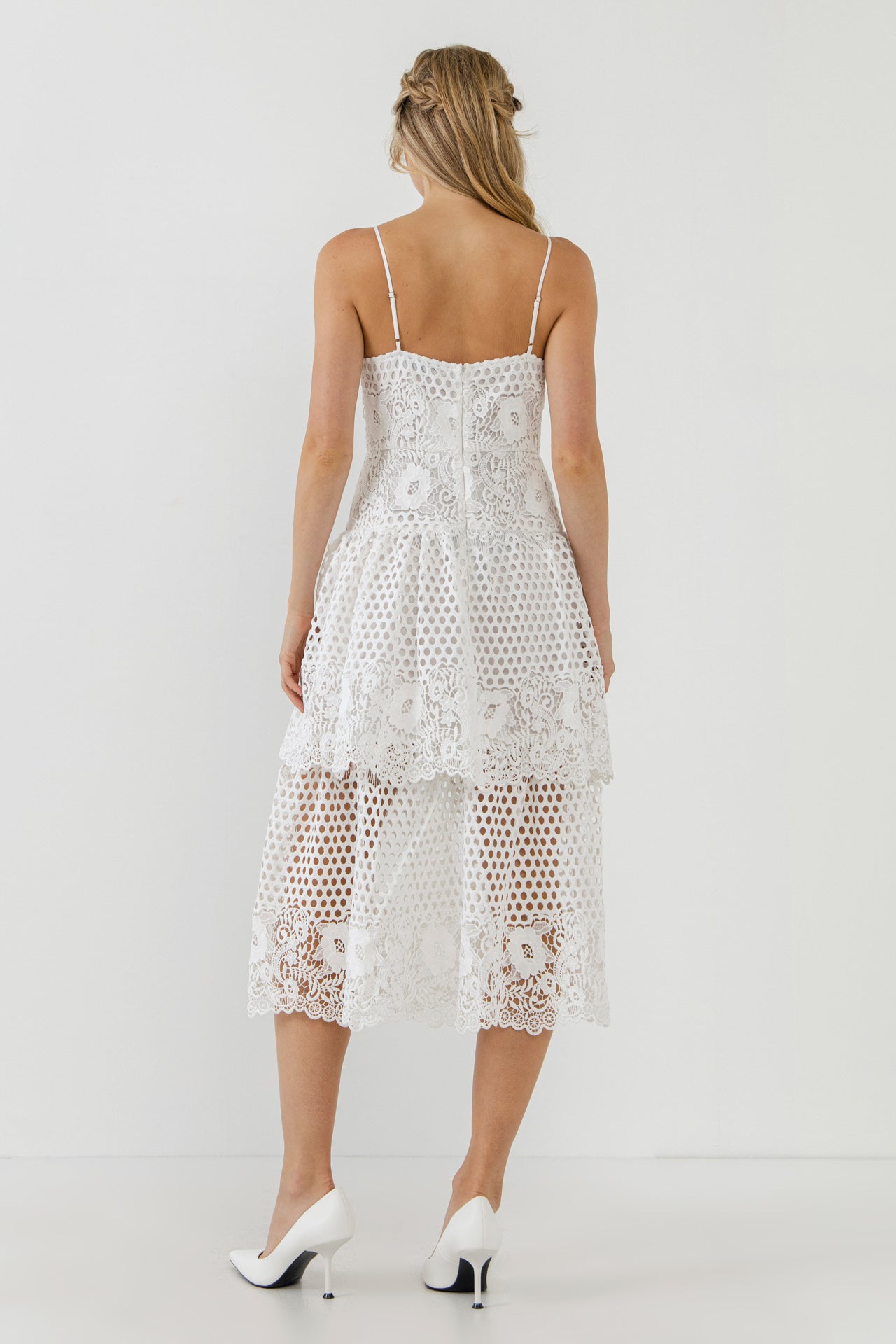 ENDLESS ROSE - Lace Cami Tiered Midi Dress - DRESSES available at Objectrare