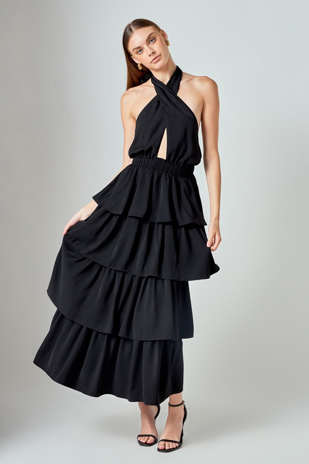 ENDLESS ROSE - Criss Cross Halter Maxi Dress - DRESSES available at Objectrare