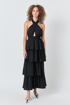 ENDLESS ROSE - Criss Cross Halter Maxi Dress - DRESSES available at Objectrare