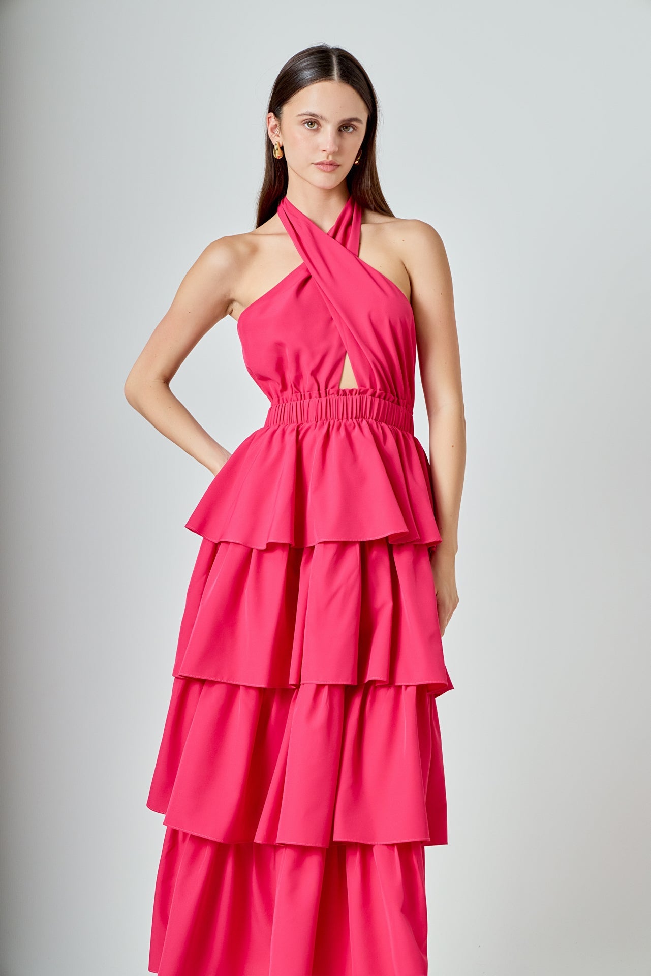 ENDLESS ROSE - Criss Cross Halter Maxi Dress - DRESSES available at Objectrare