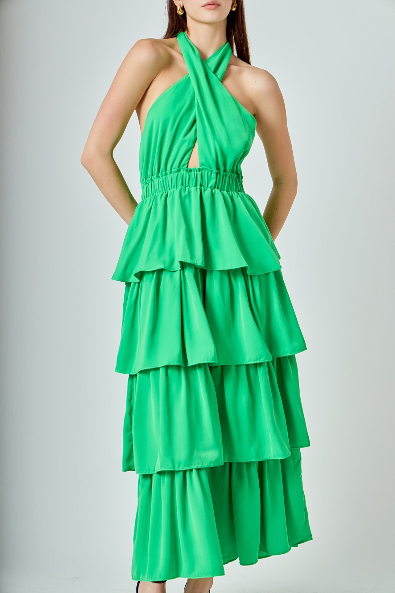 ENDLESS ROSE - Criss Cross Halter Maxi Dress - DRESSES available at Objectrare