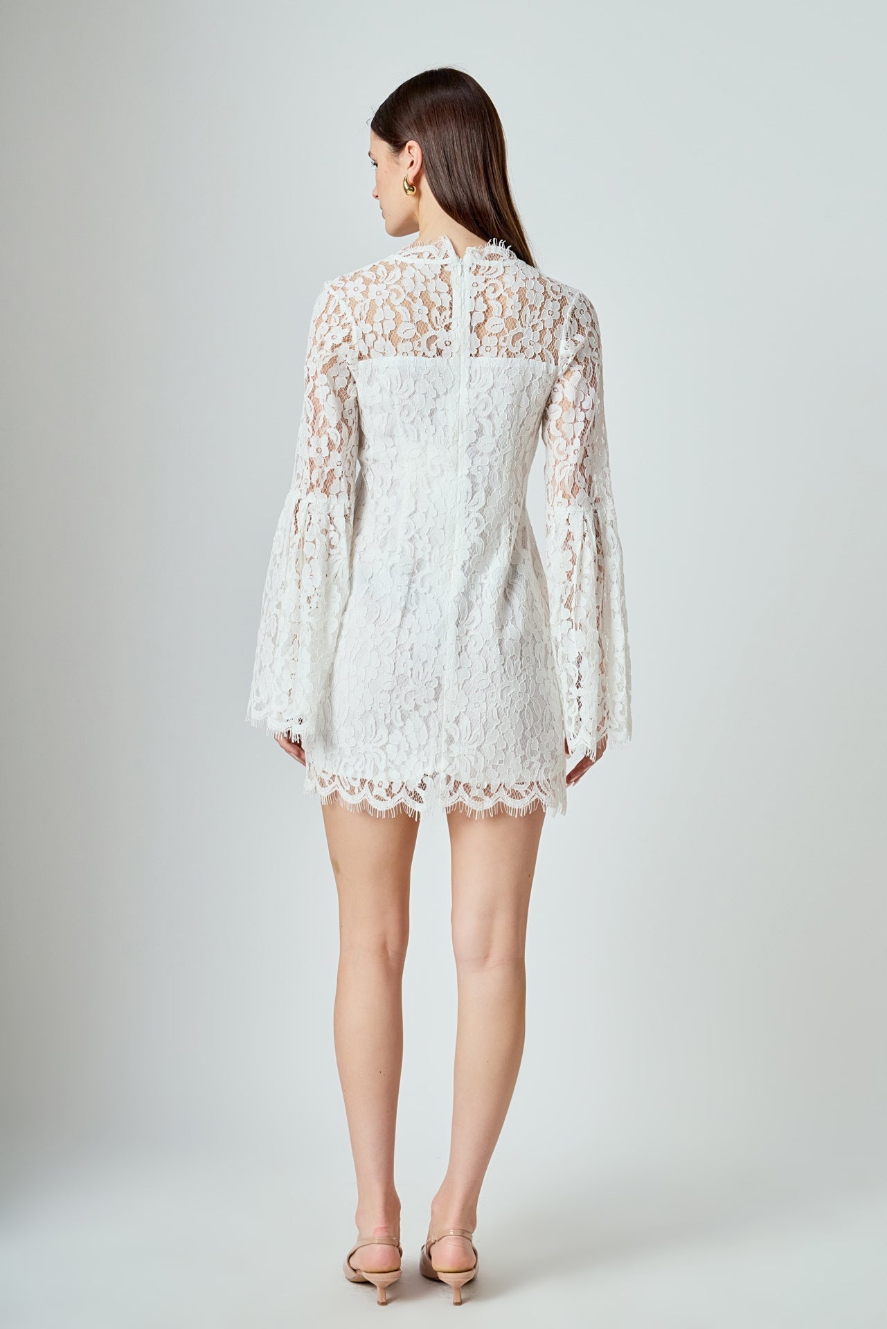 ENDLESS ROSE - Bell Sleeve V-Neck Lace Dress - DRESSES available at Objectrare