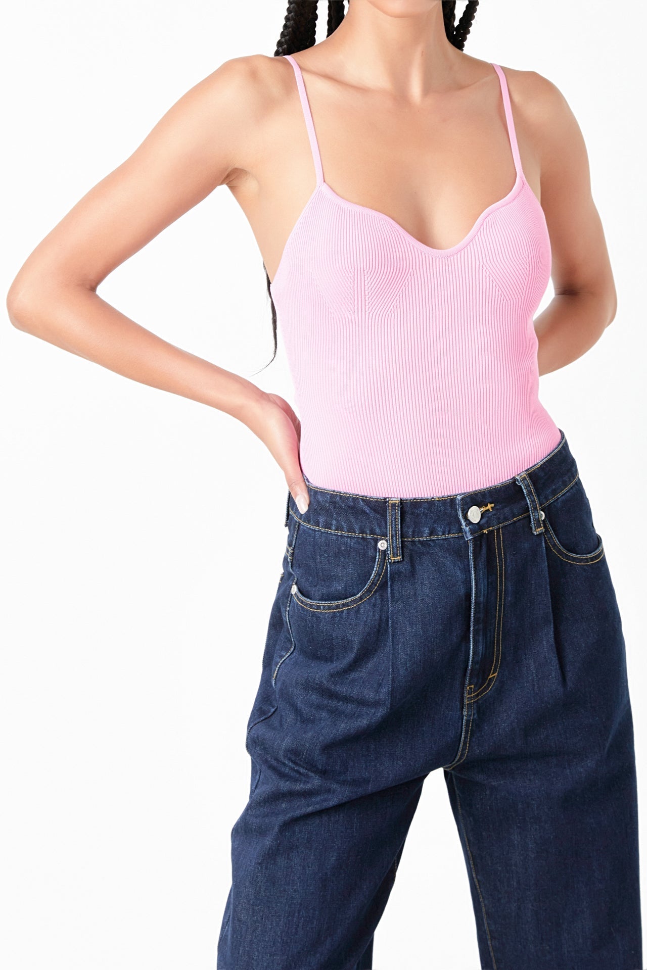 GREY LAB - Sweetheart Neckline Knit Bodysuit - BODYSUIT available at Objectrare