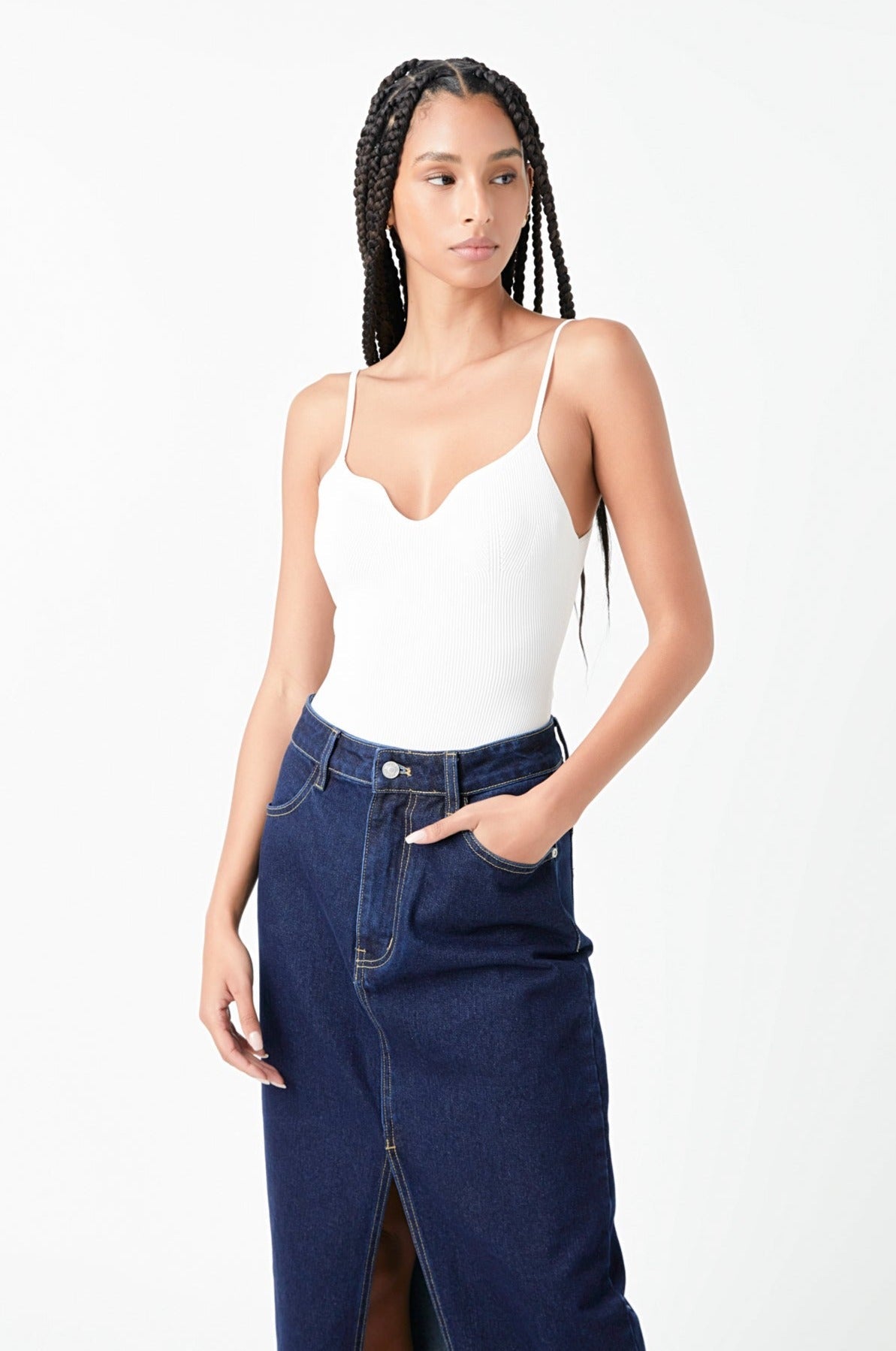 GREY LAB - Sweetheart Neckline Knit Bodysuit - BODYSUIT available at Objectrare