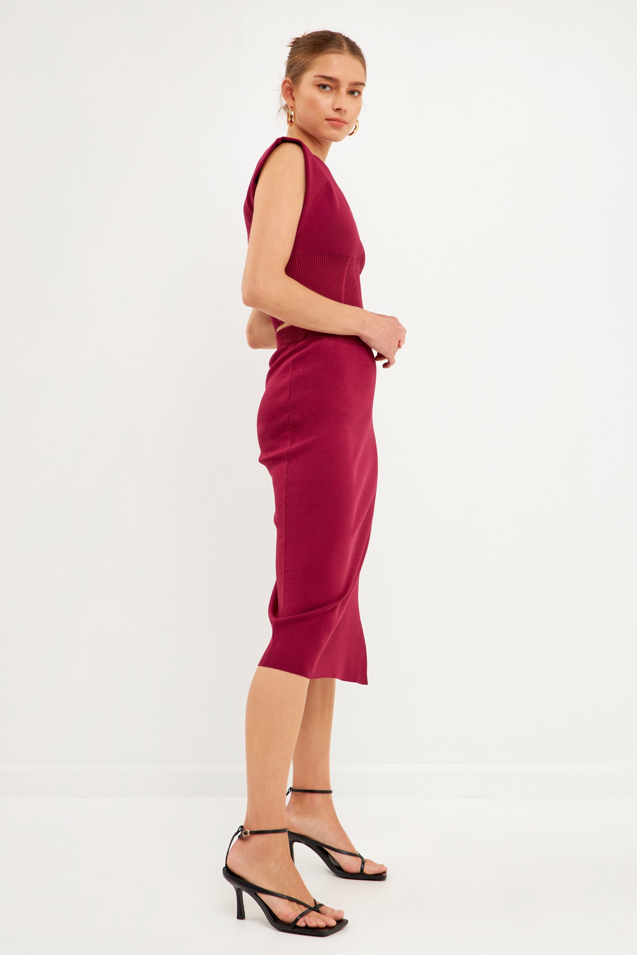 ENDLESS ROSE - Cinched Waist Sleeveless Knit Top - TOPS available at Objectrare