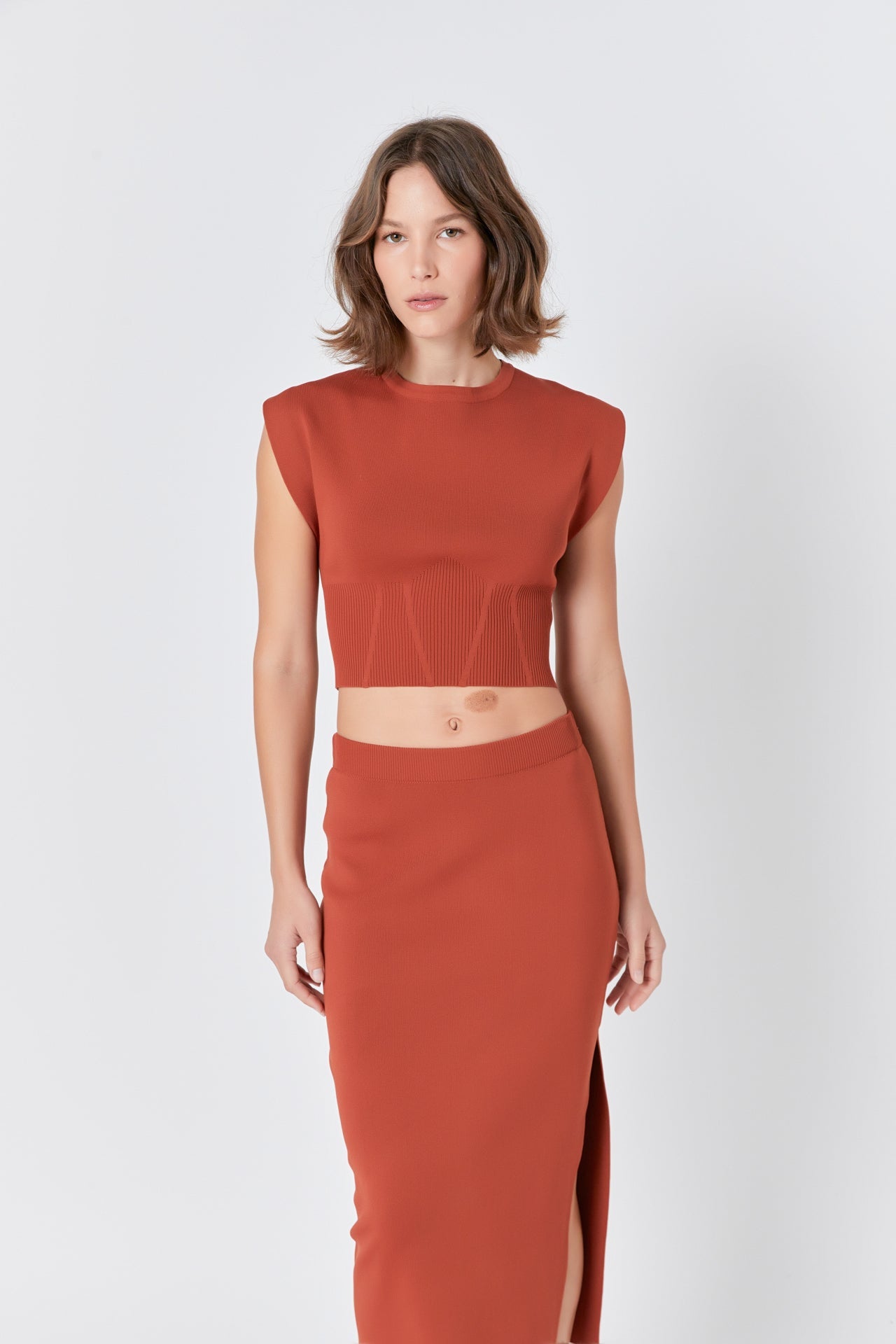 ENDLESS ROSE - Cinched Waist Sleeveless Knit Top - TOPS available at Objectrare