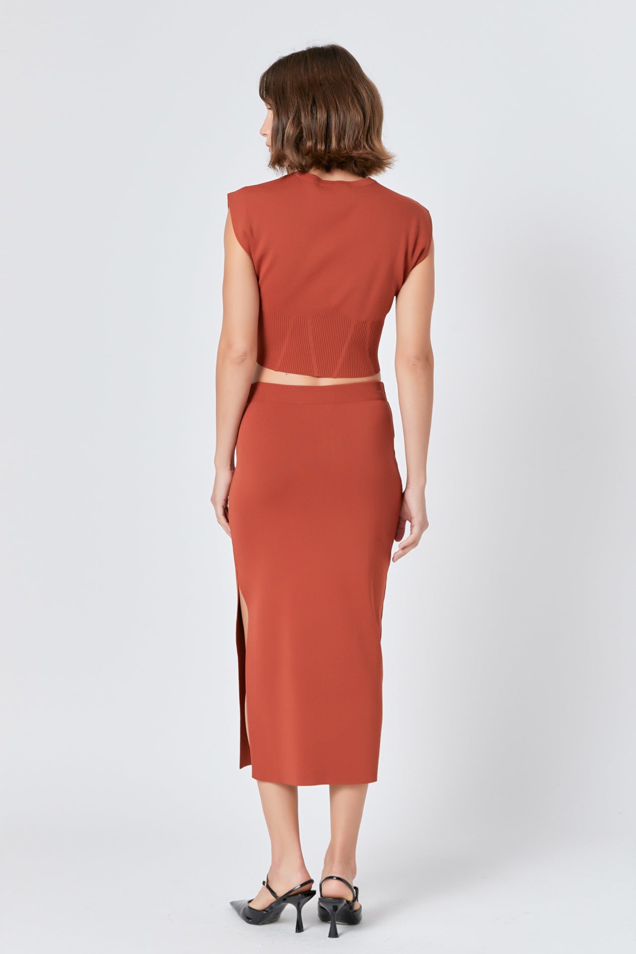 ENDLESS ROSE - Cinched Waist Sleeveless Knit Top - TOPS available at Objectrare
