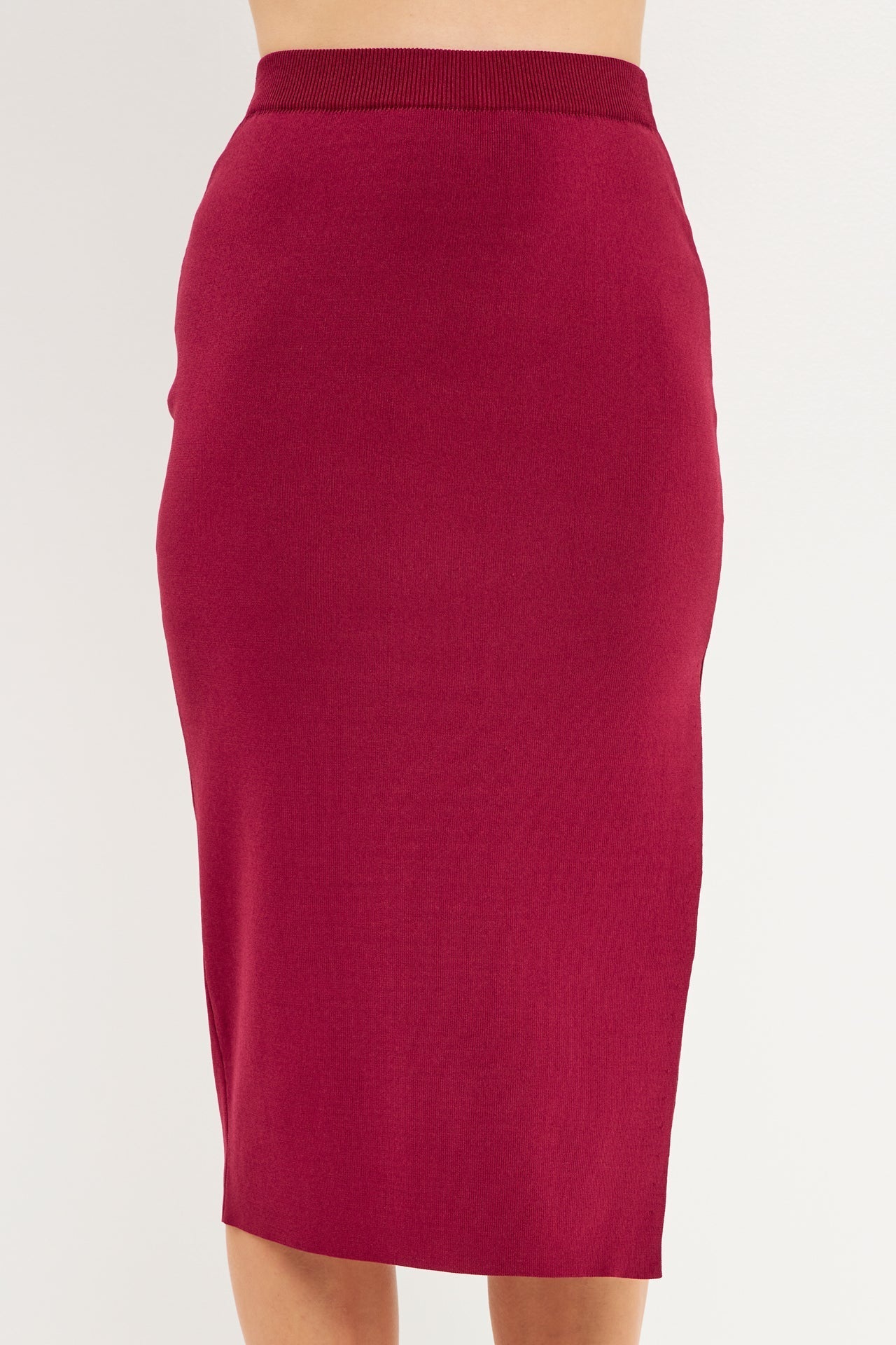 ENDLESS ROSE - Side Slit Detailed Knit Midi Skirt - SKIRTS available at Objectrare