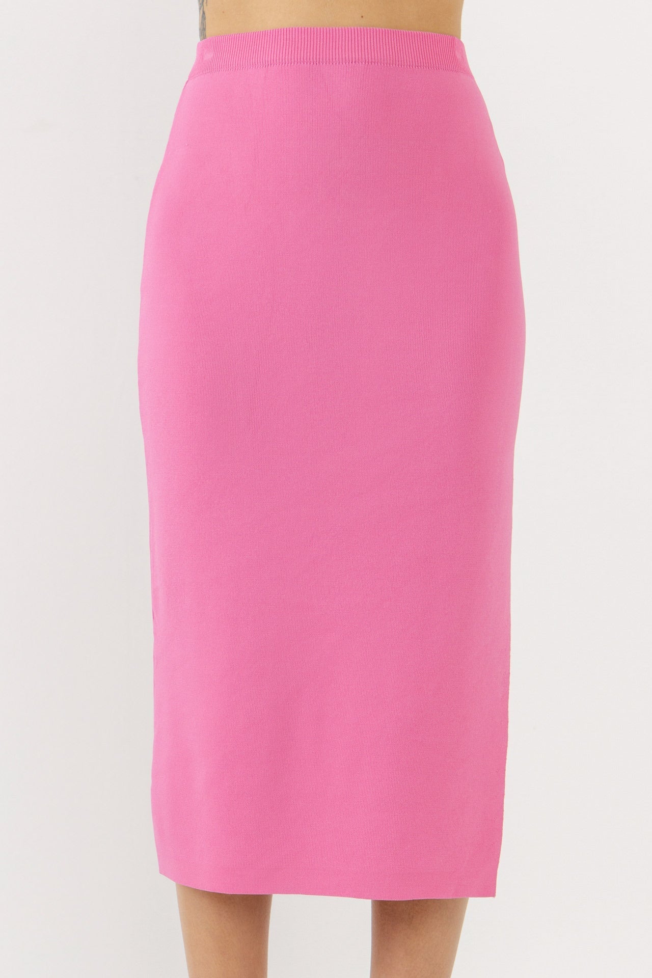 ENDLESS ROSE - Side Slit Detailed Knit Midi Skirt - SKIRTS available at Objectrare
