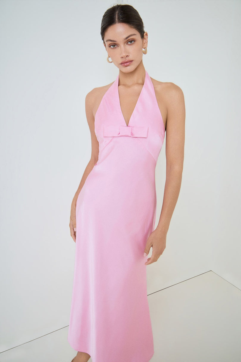 MARSY - V-neck Satin Dress - DRESSES available at Objectrare