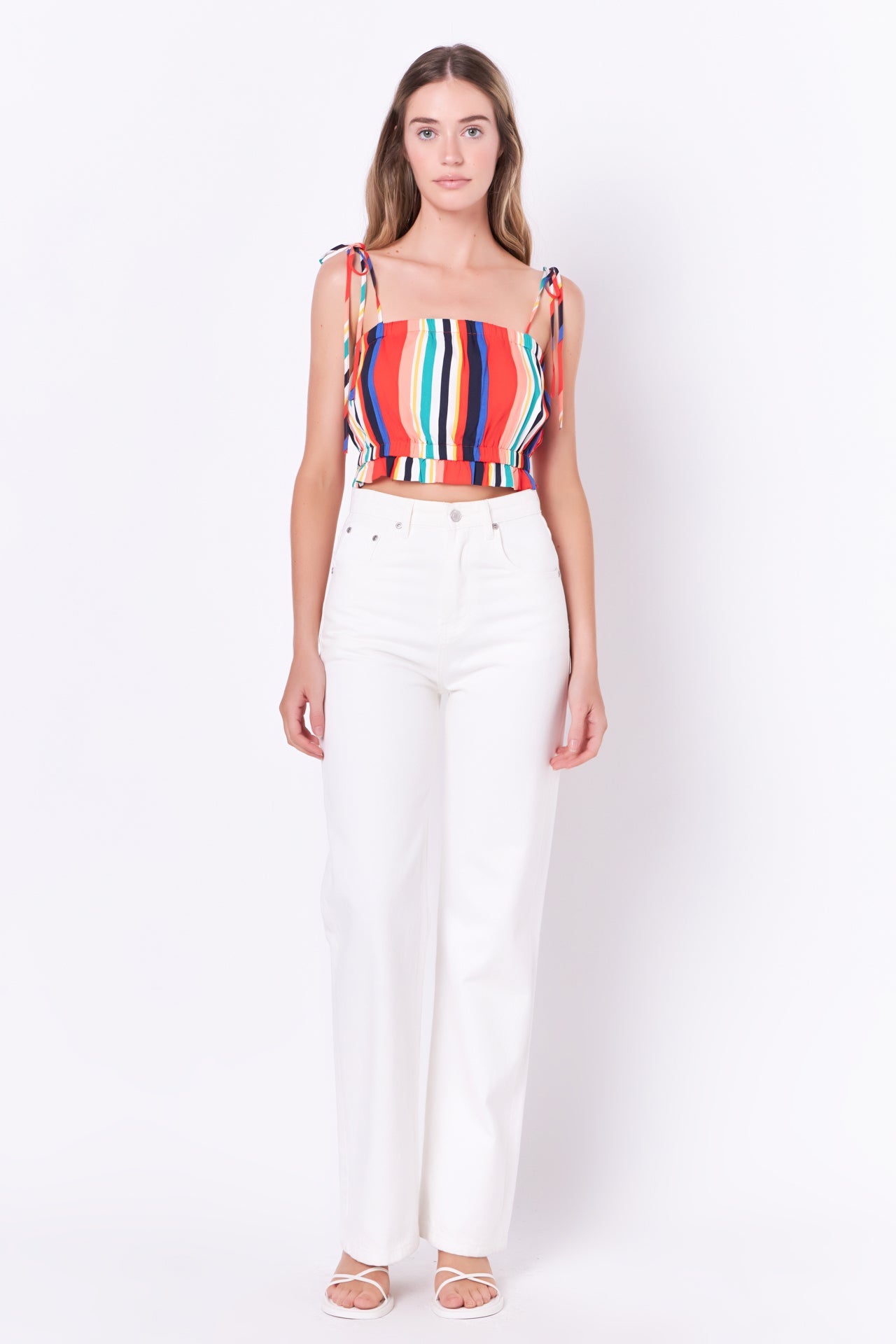 ENGLISH FACTORY - Rainbow Stripe Top with Tie - TOPS available at Objectrare