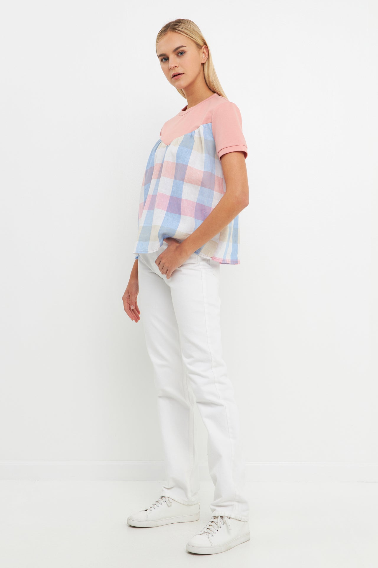 ENGLISH FACTORY - Gingham Combo Top - TOPS available at Objectrare
