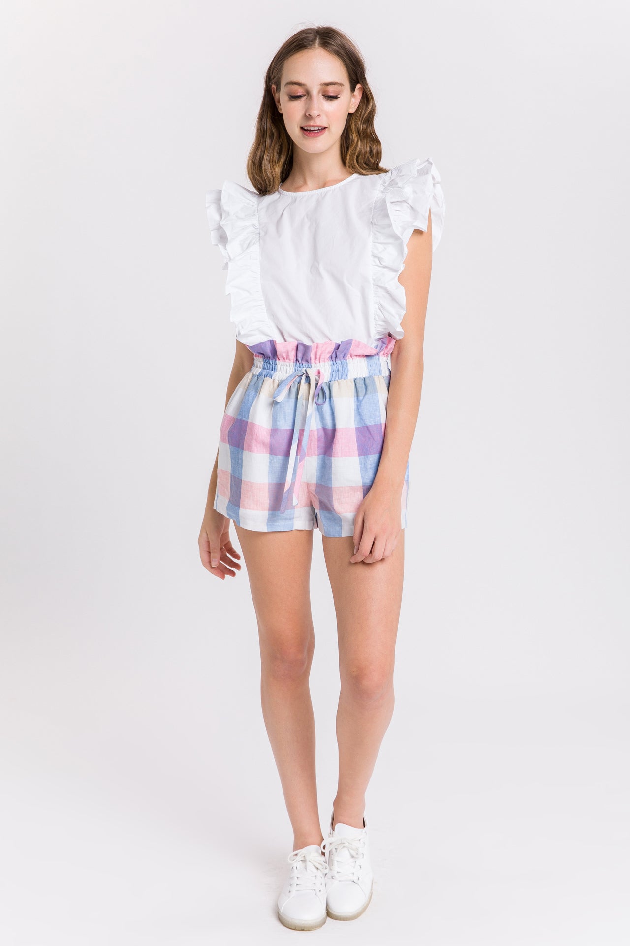ENGLISH FACTORY - Multi Plaid Ruffled Shorts - SHORTS available at Objectrare
