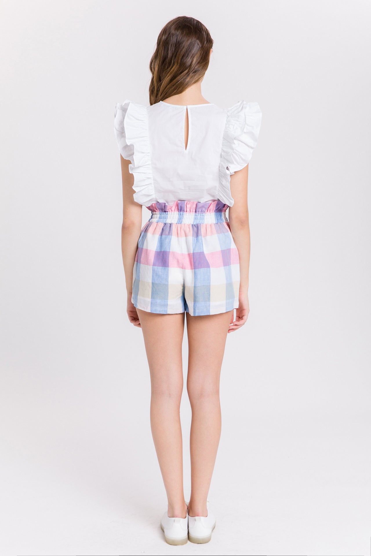 ENGLISH FACTORY - Multi Plaid Ruffled Shorts - SHORTS available at Objectrare