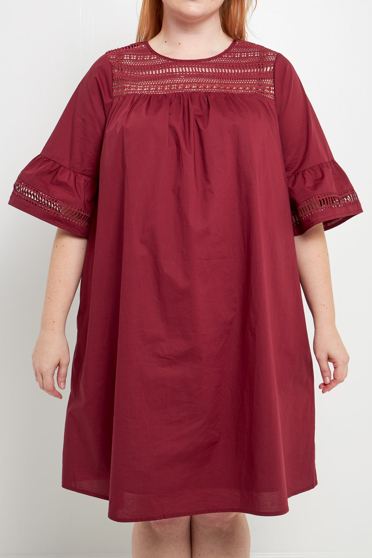 ENGLISH FACTORY - Plus Size Lace Detail Mini Dress - DRESSES available at Objectrare