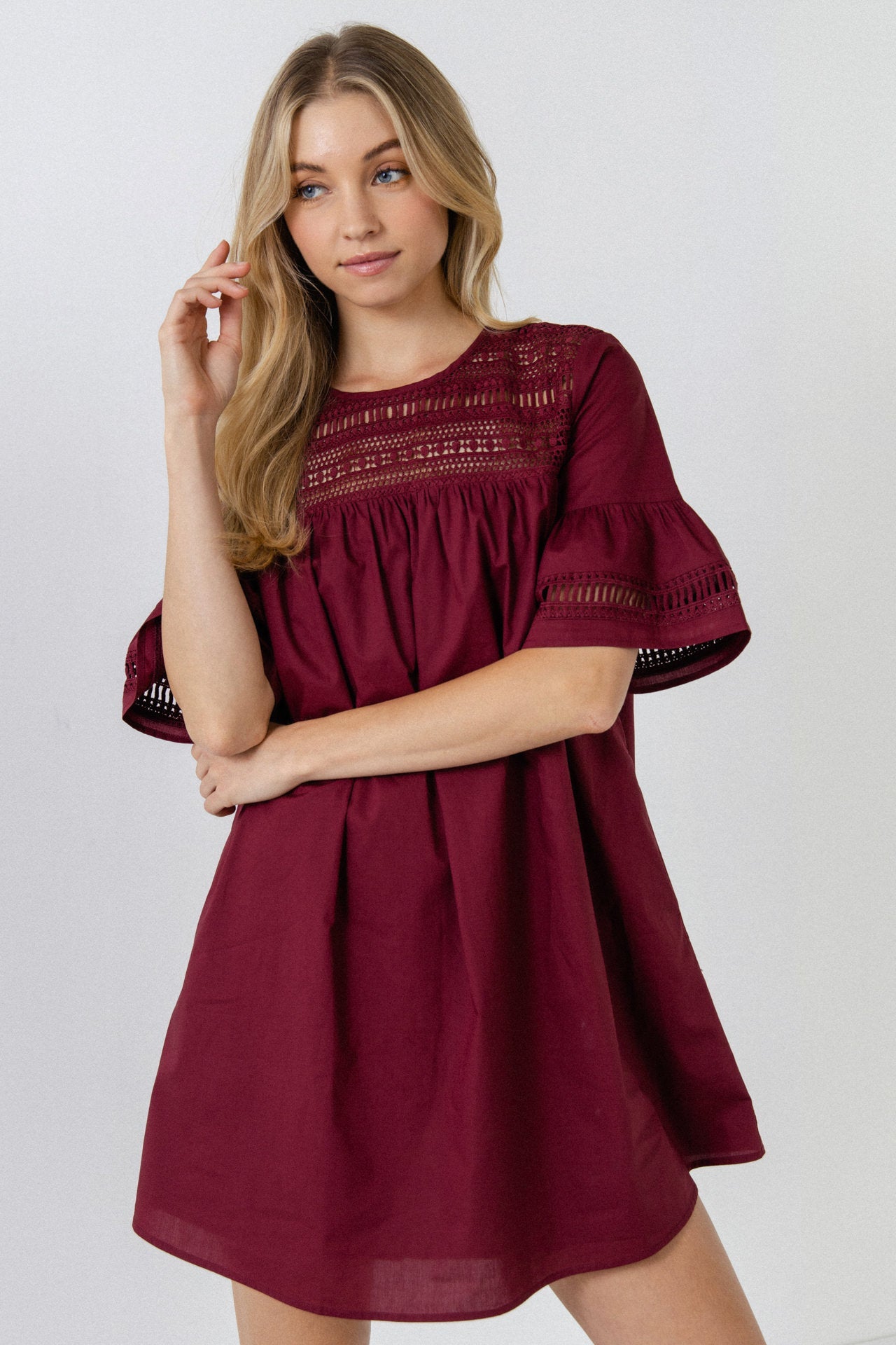ENGLISH FACTORY - Lace Detail Mini Dress - DRESSES available at Objectrare