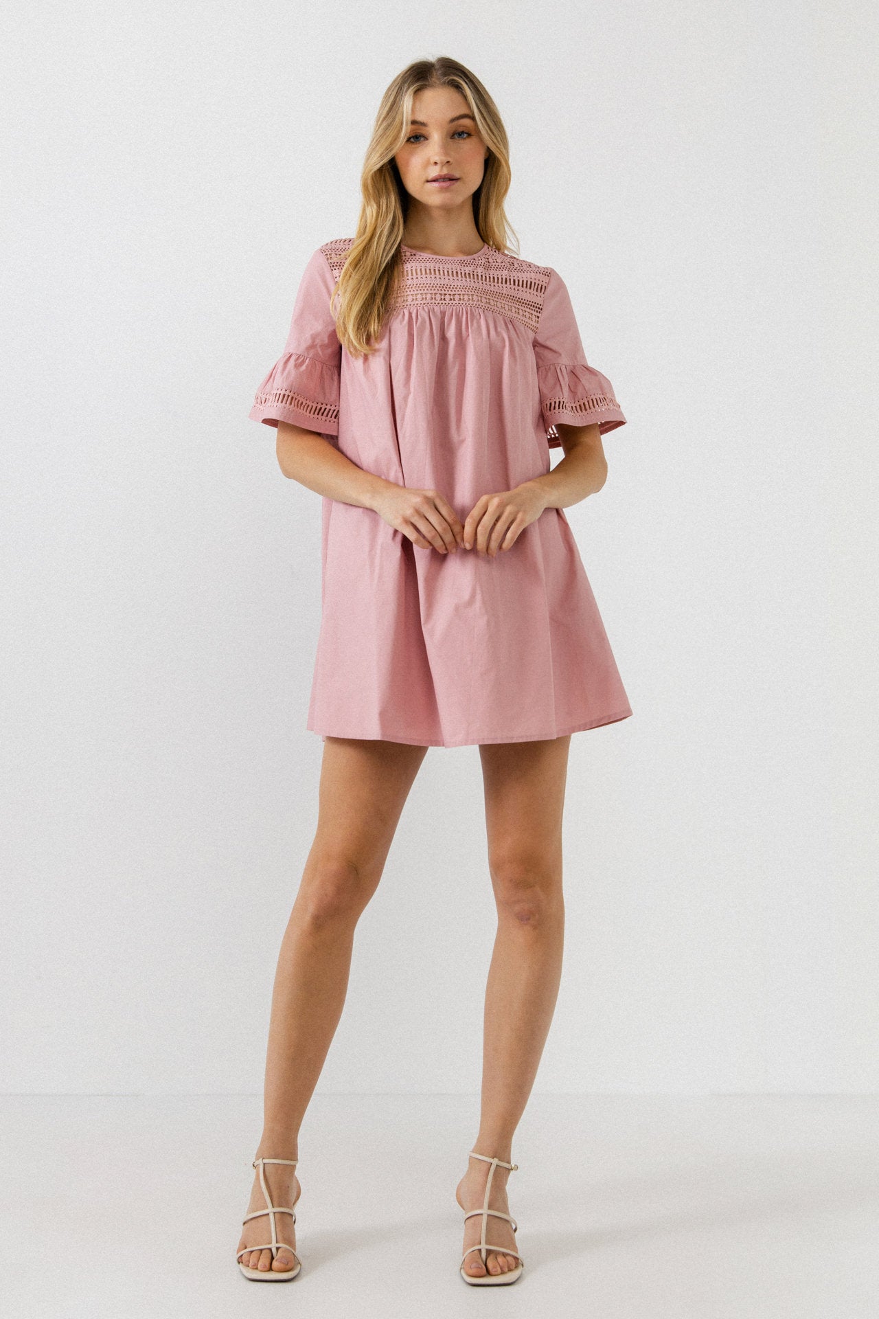 ENGLISH FACTORY - Lace Detail Mini Dress - DRESSES available at Objectrare