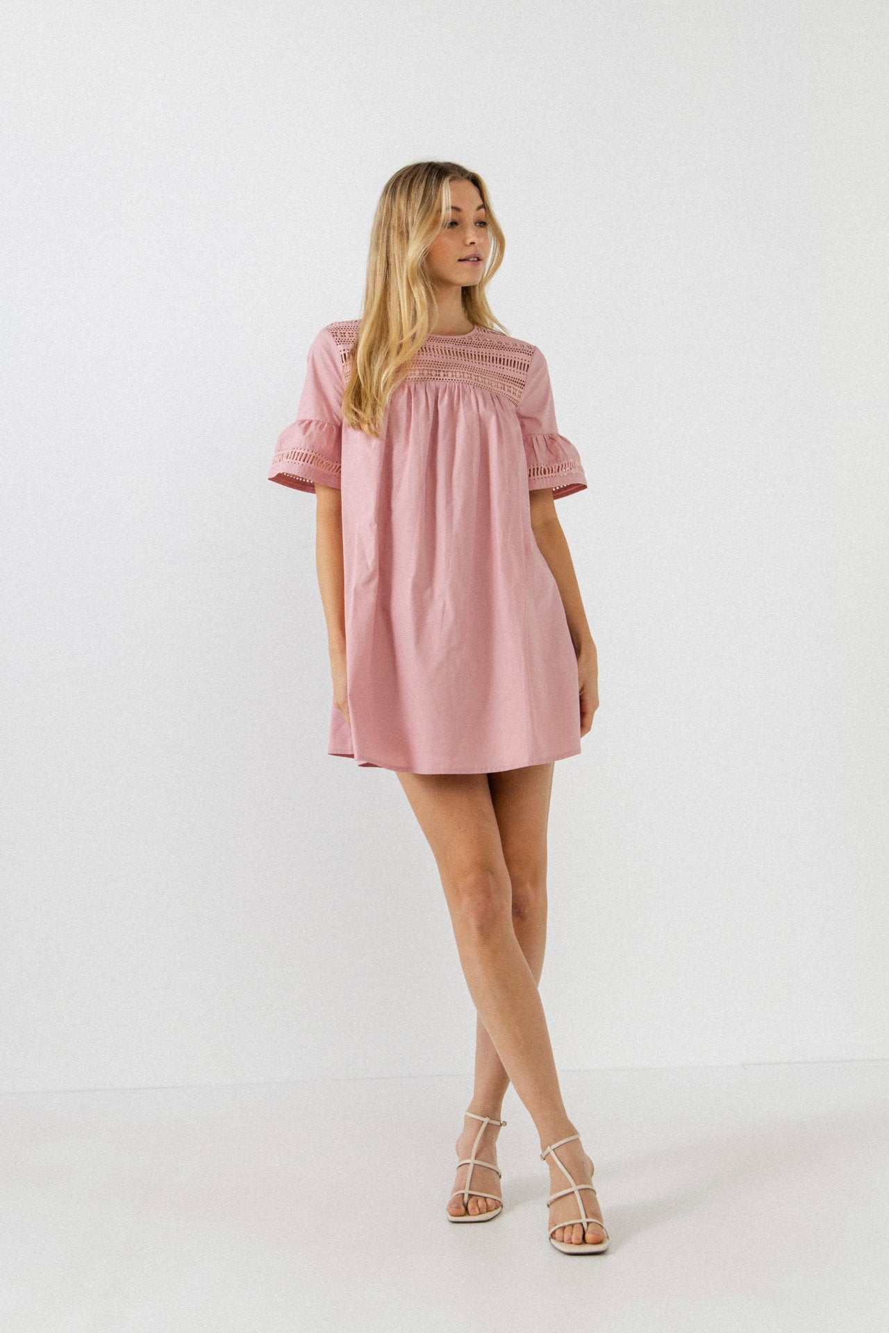 ENGLISH FACTORY - Lace Detail Mini Dress - DRESSES available at Objectrare
