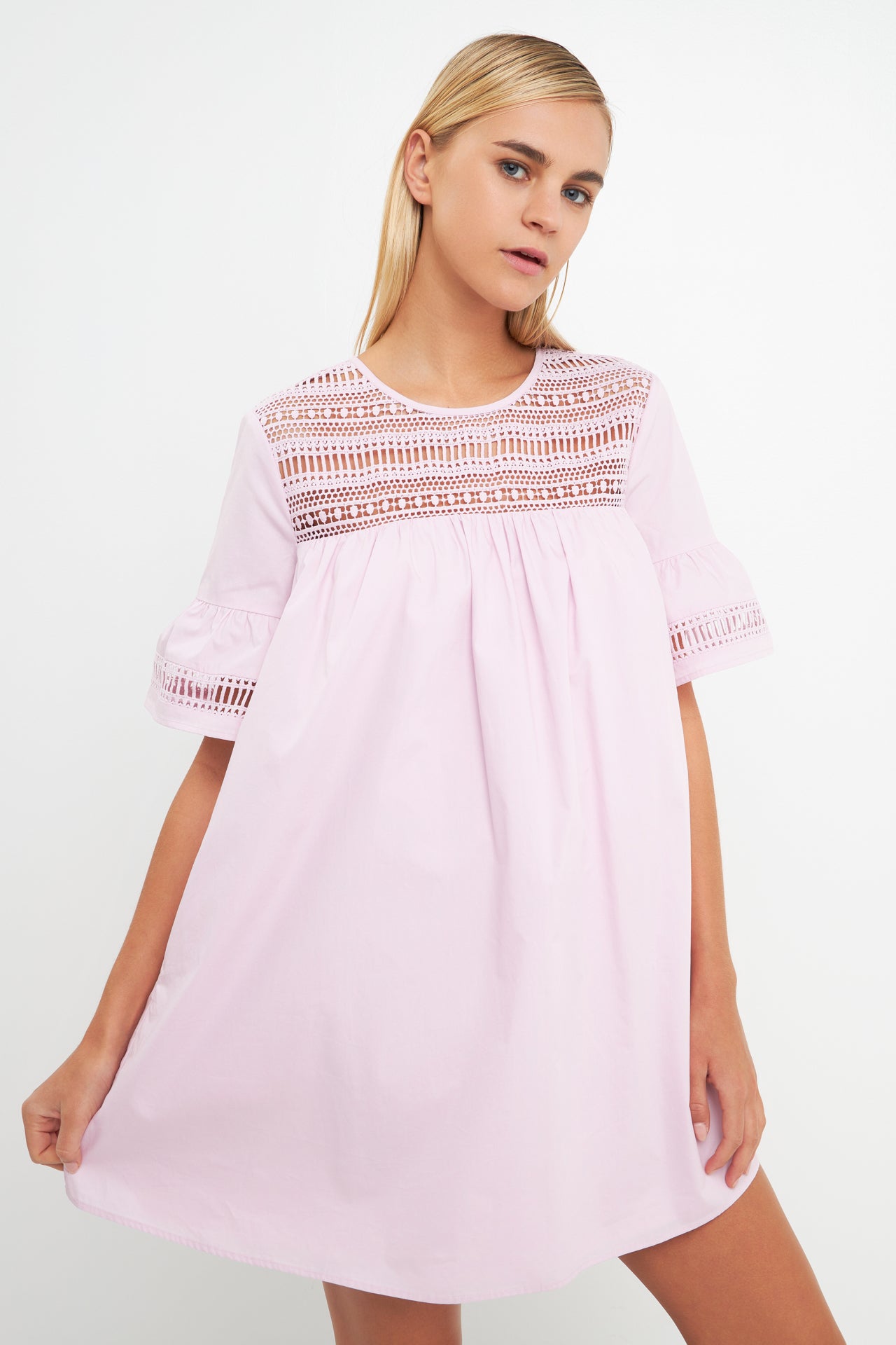 ENGLISH FACTORY - Lace Detail Mini Dress - DRESSES available at Objectrare