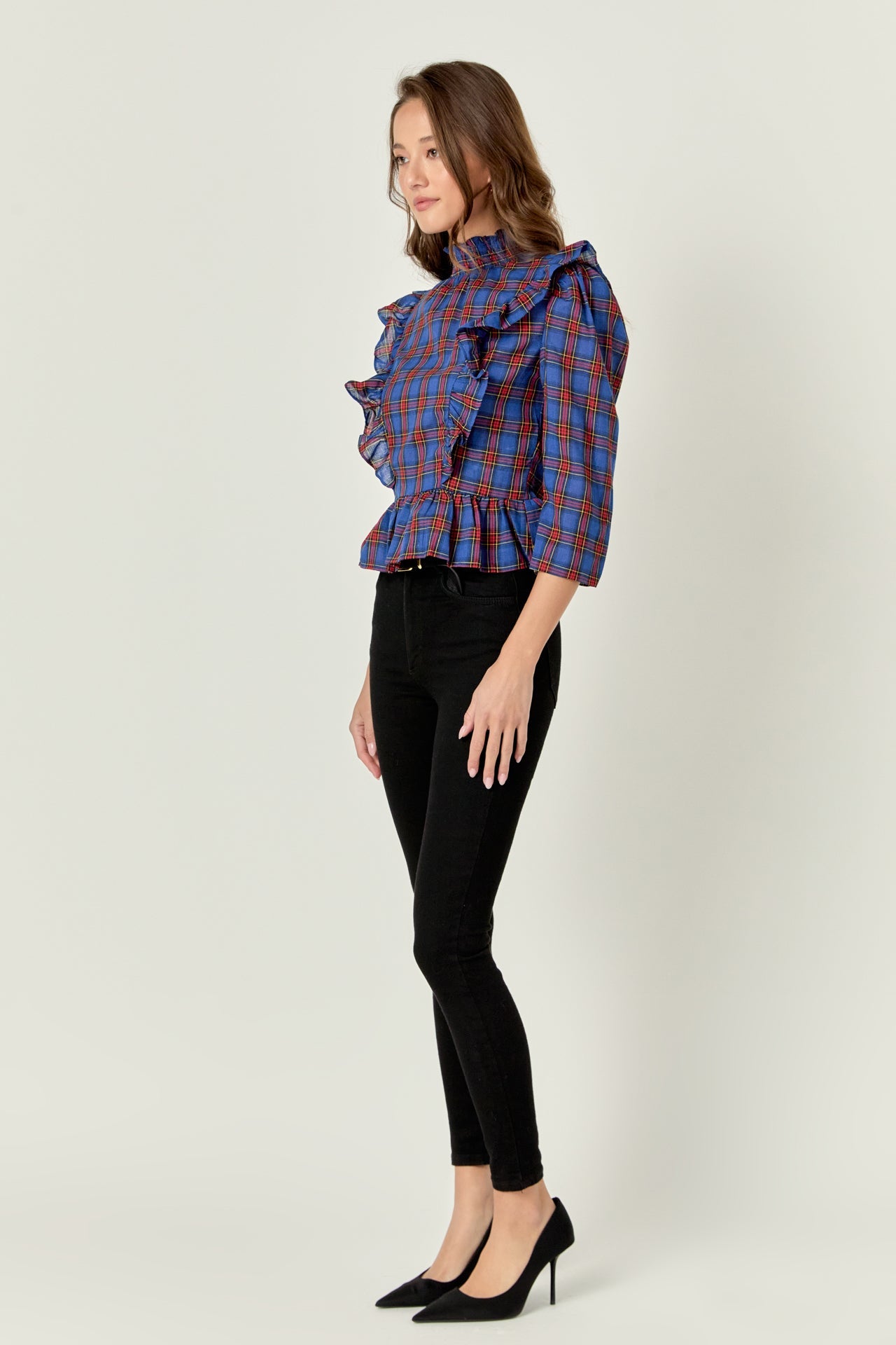 ENGLISH FACTORY - Tartan Blouse w/ Ruffles - BLOUSES available at Objectrare