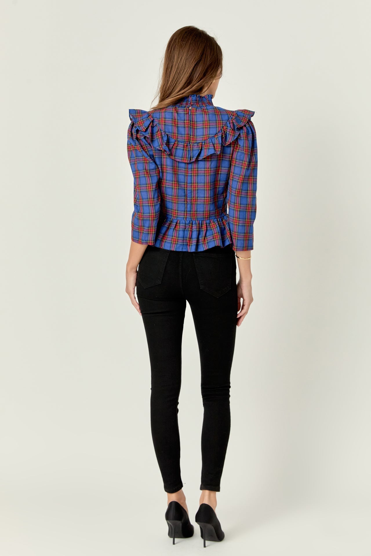 ENGLISH FACTORY - Tartan Blouse w/ Ruffles - BLOUSES available at Objectrare