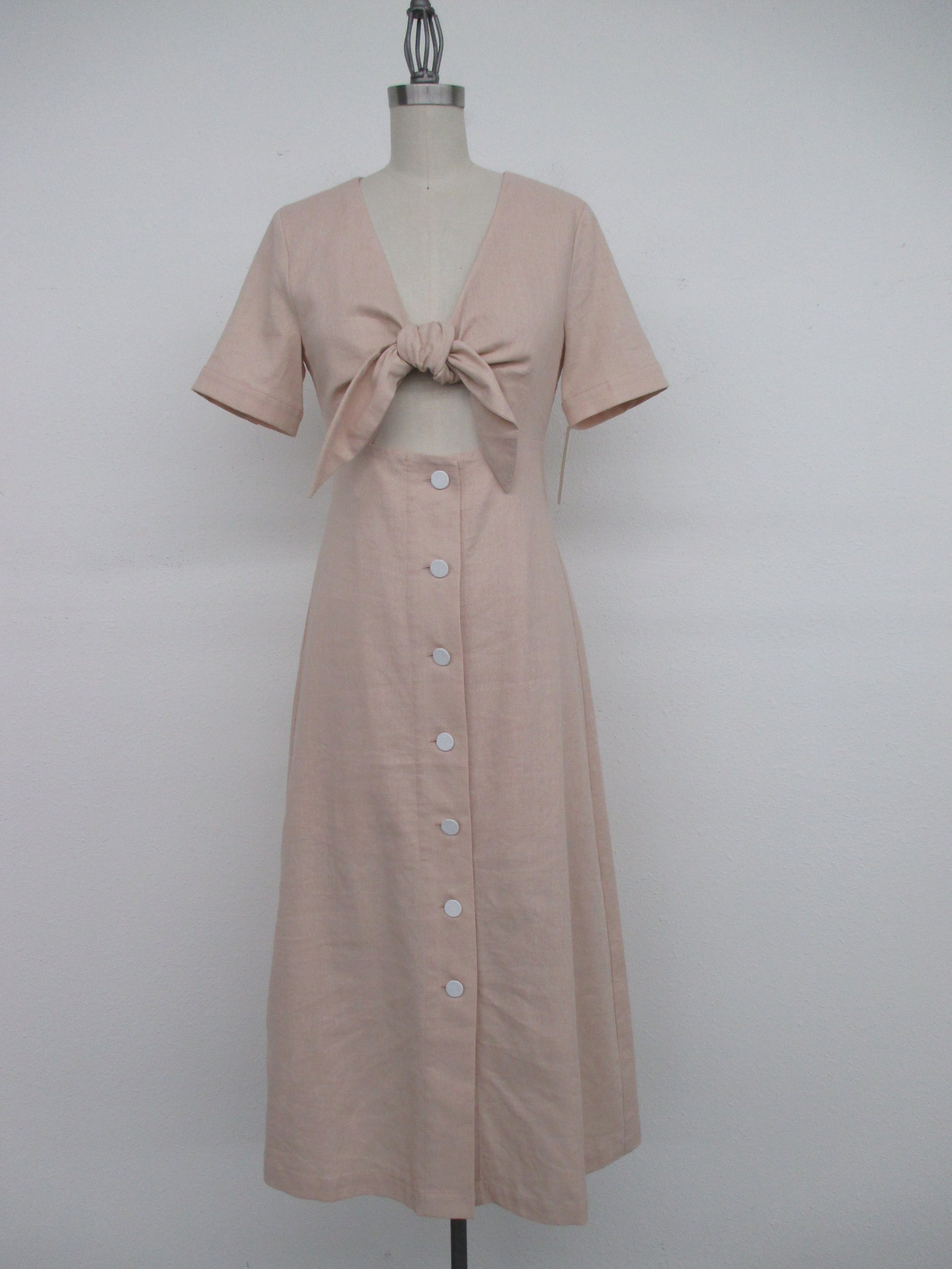ENGLISH FACTORY - Front Tie Buttoned Midi Dress - DRESSES available at Objectrare