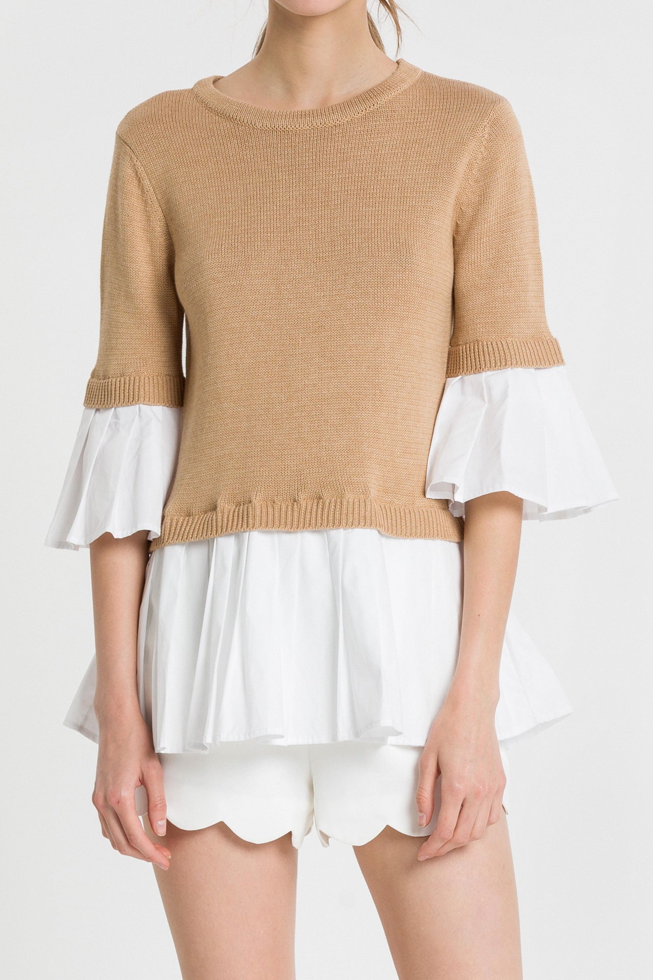 Knit Top W Pleated Top Combo