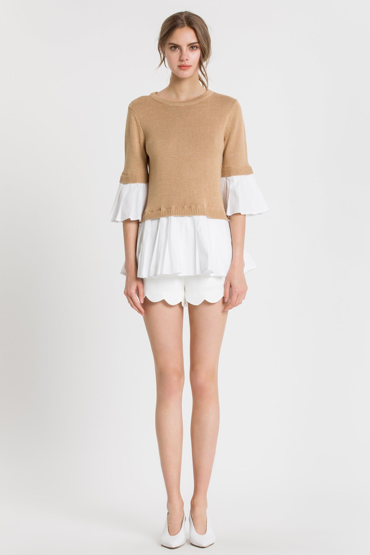Knit Top W Pleated Top Combo