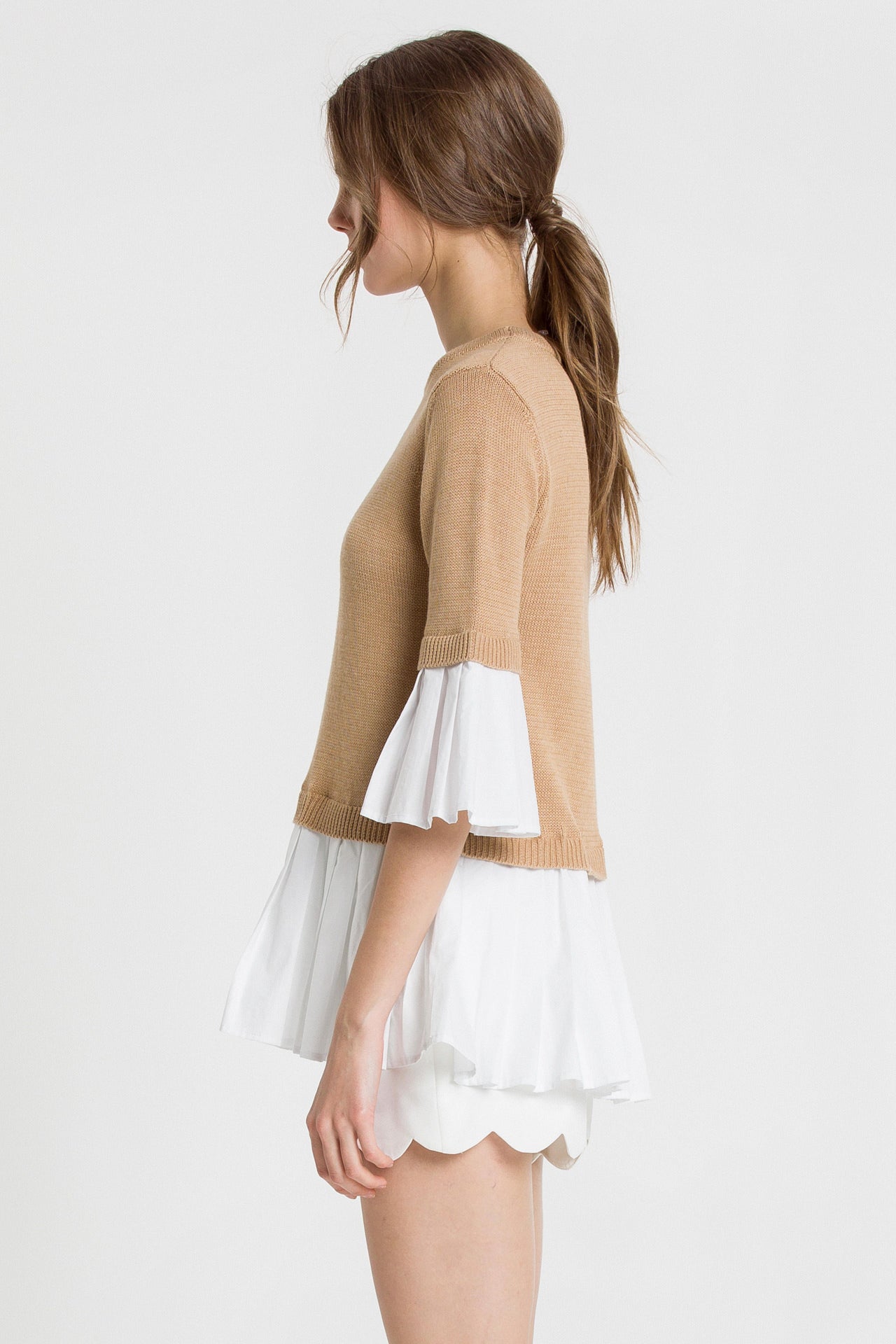 Knit Top W Pleated Top Combo