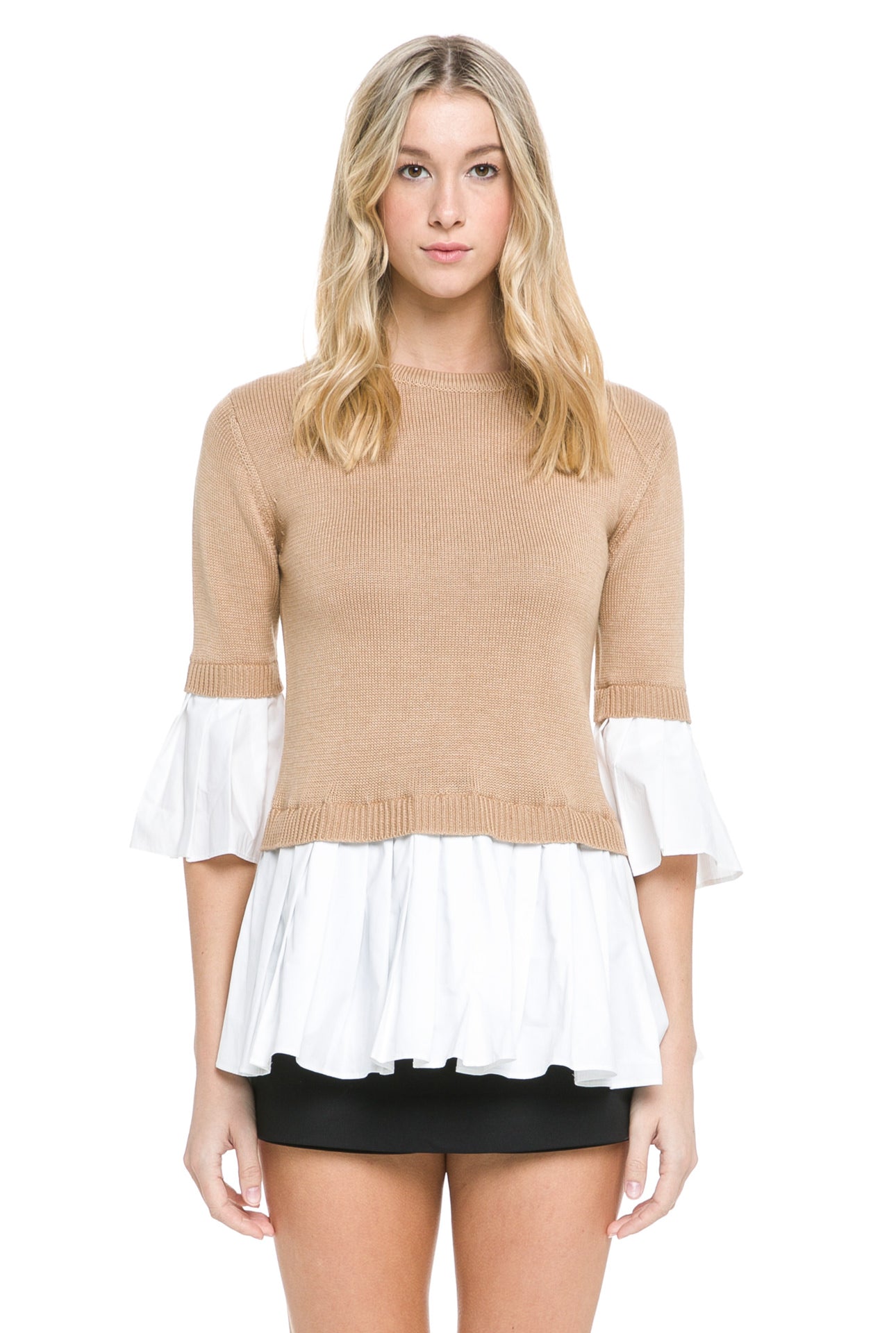 Knit Top W Pleated Top Combo