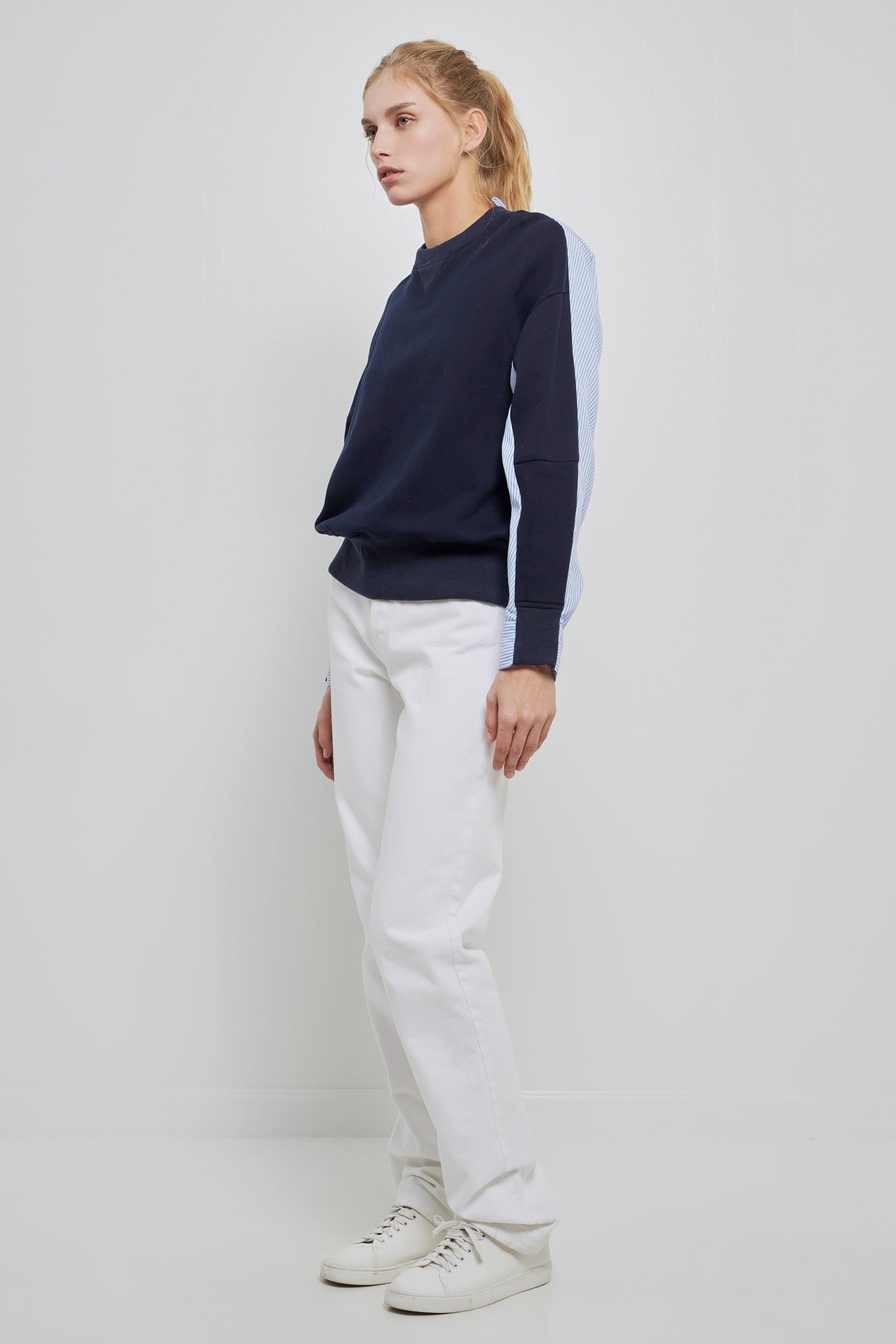ENGLISH FACTORY - Knit Top w/ Stripe Shirt Combo - TOPS available at Objectrare