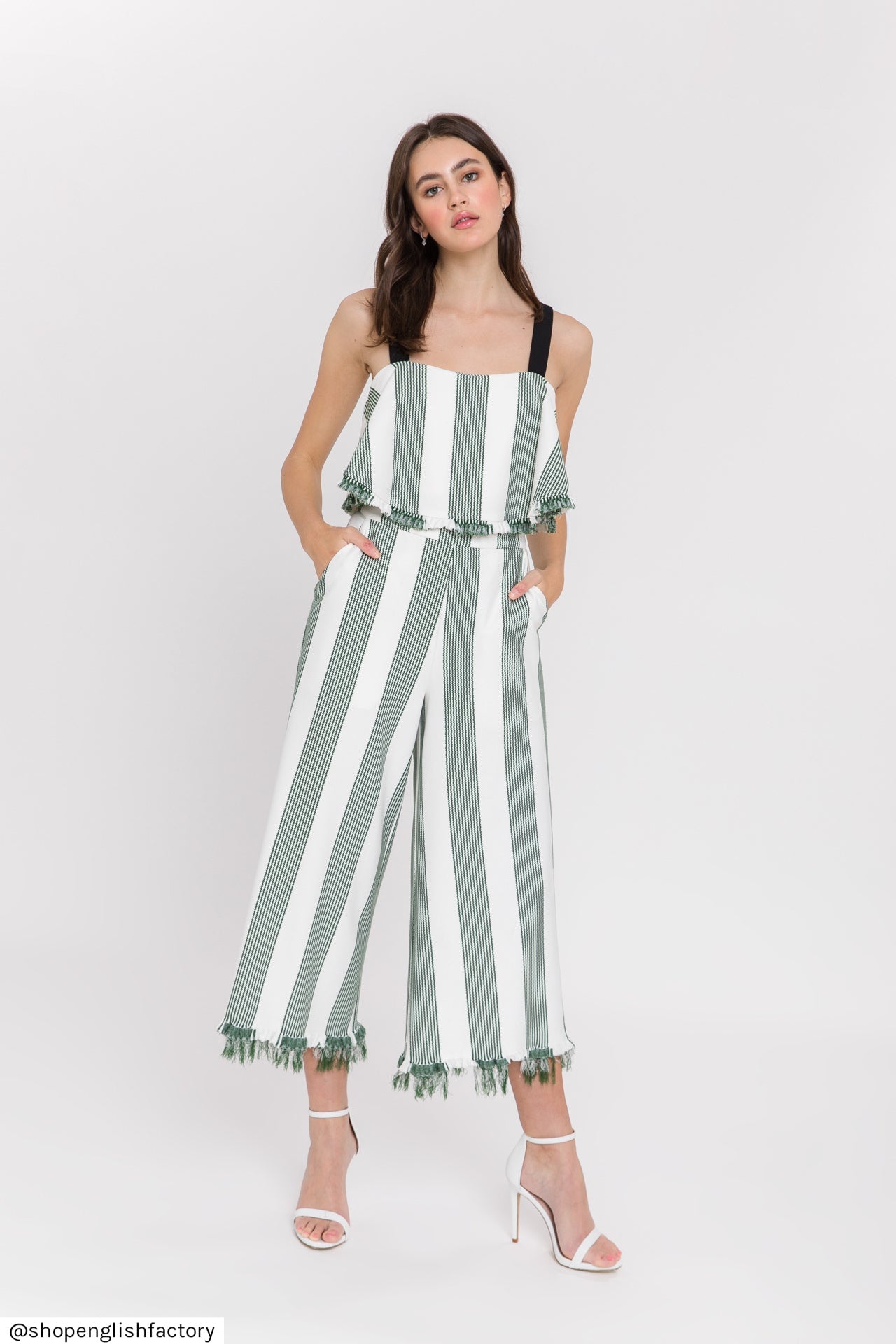 ENGLISH FACTORY - Stripe Fringe hem Pants - PANTS available at Objectrare