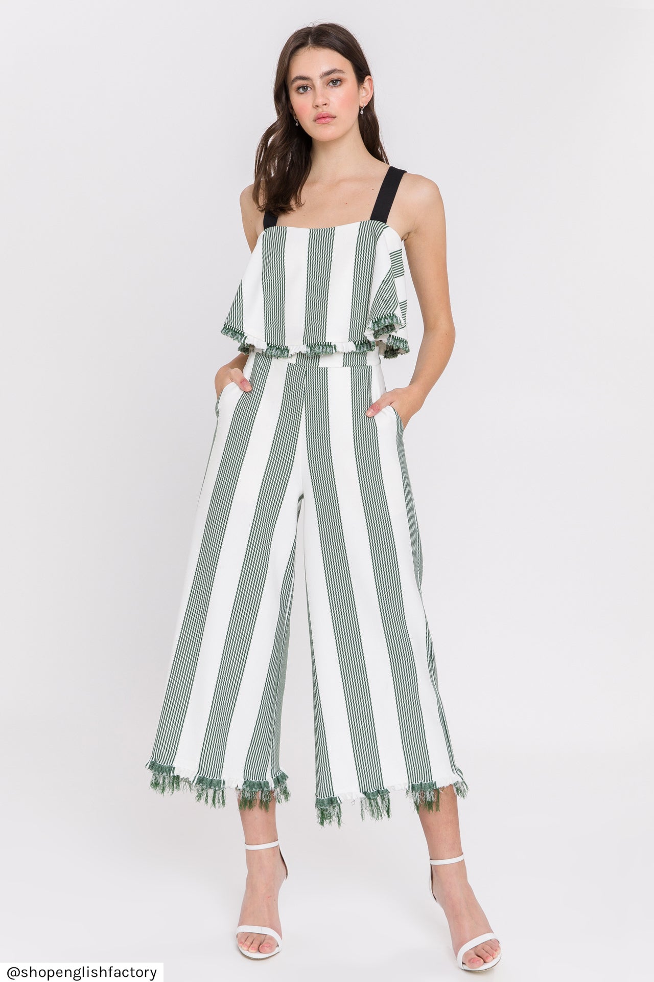 ENGLISH FACTORY - Stripe Fringe hem Pants - PANTS available at Objectrare