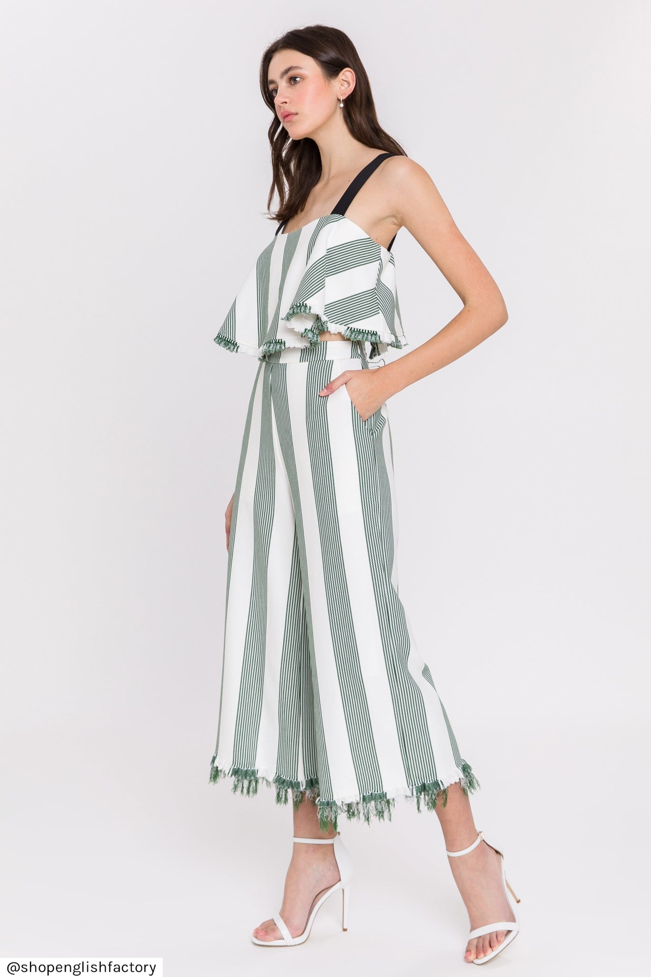 ENGLISH FACTORY - Stripe Fringe hem Pants - PANTS available at Objectrare
