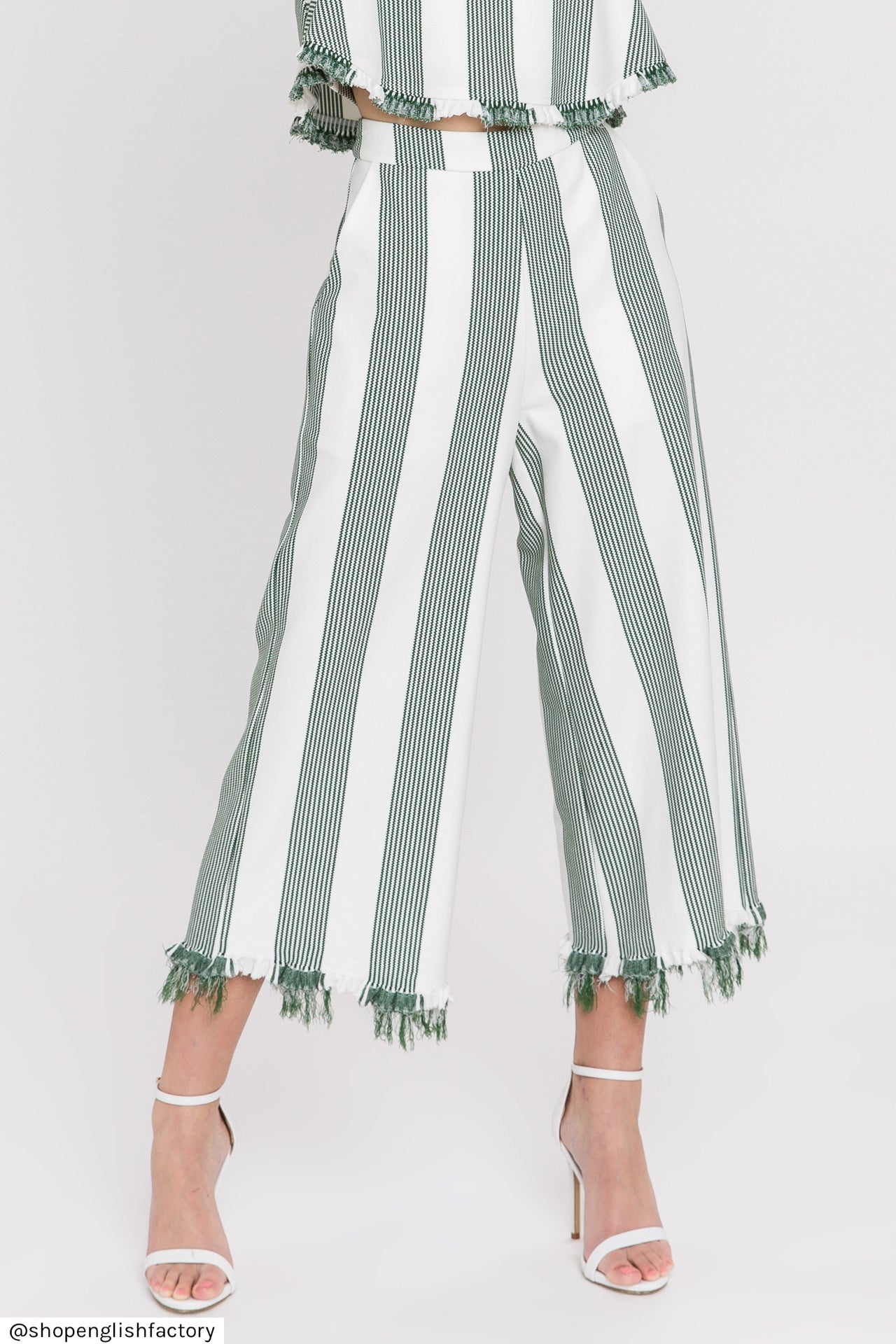 ENGLISH FACTORY - Stripe Fringe hem Pants - PANTS available at Objectrare