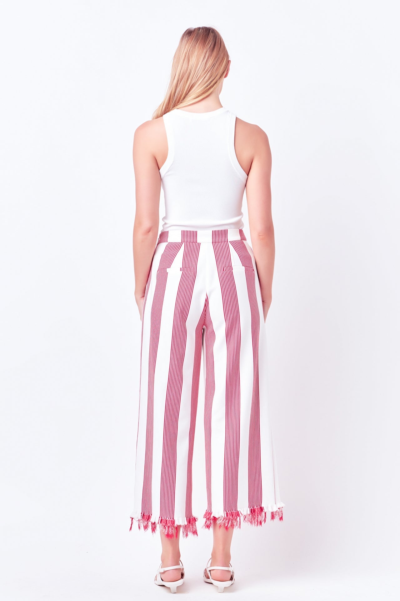 ENGLISH FACTORY - Stripe Fringe hem Pants - PANTS available at Objectrare
