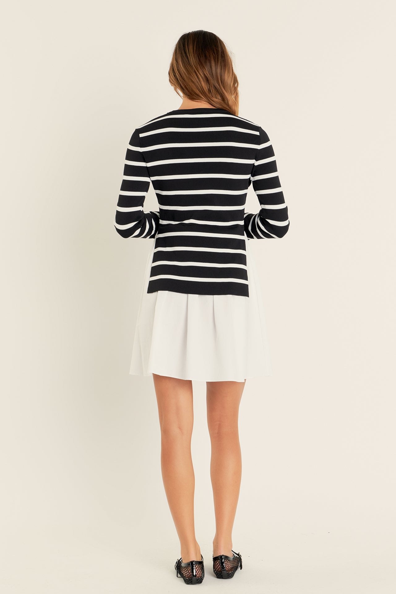 ENGLISH FACTORY - Poplin Combo Knit Mini Dress - DRESSES available at Objectrare