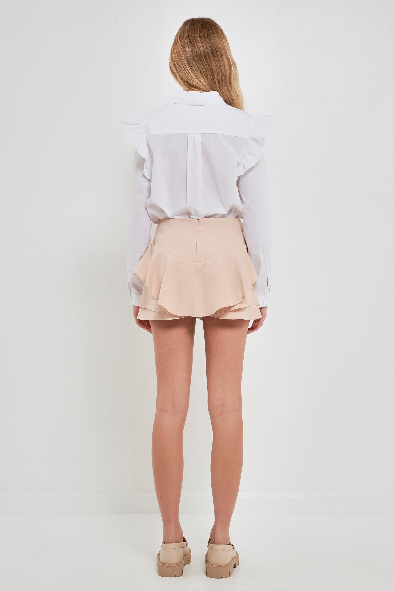 ENGLISH FACTORY - Ruffle Layered Mini Skort - SKORTS available at Objectrare