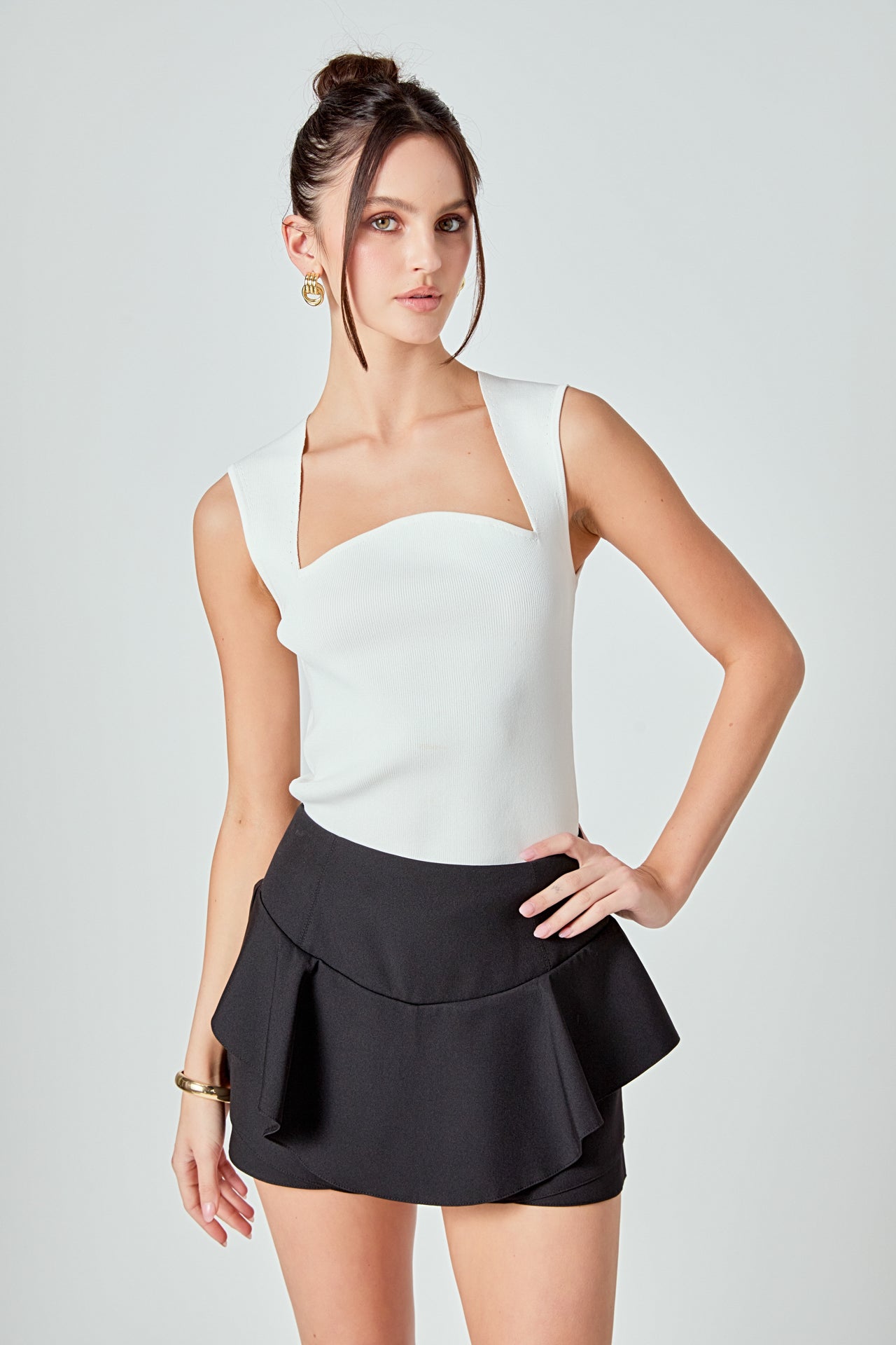 ENGLISH FACTORY - Ruffle Layered Mini Skort - SKORTS available at Objectrare