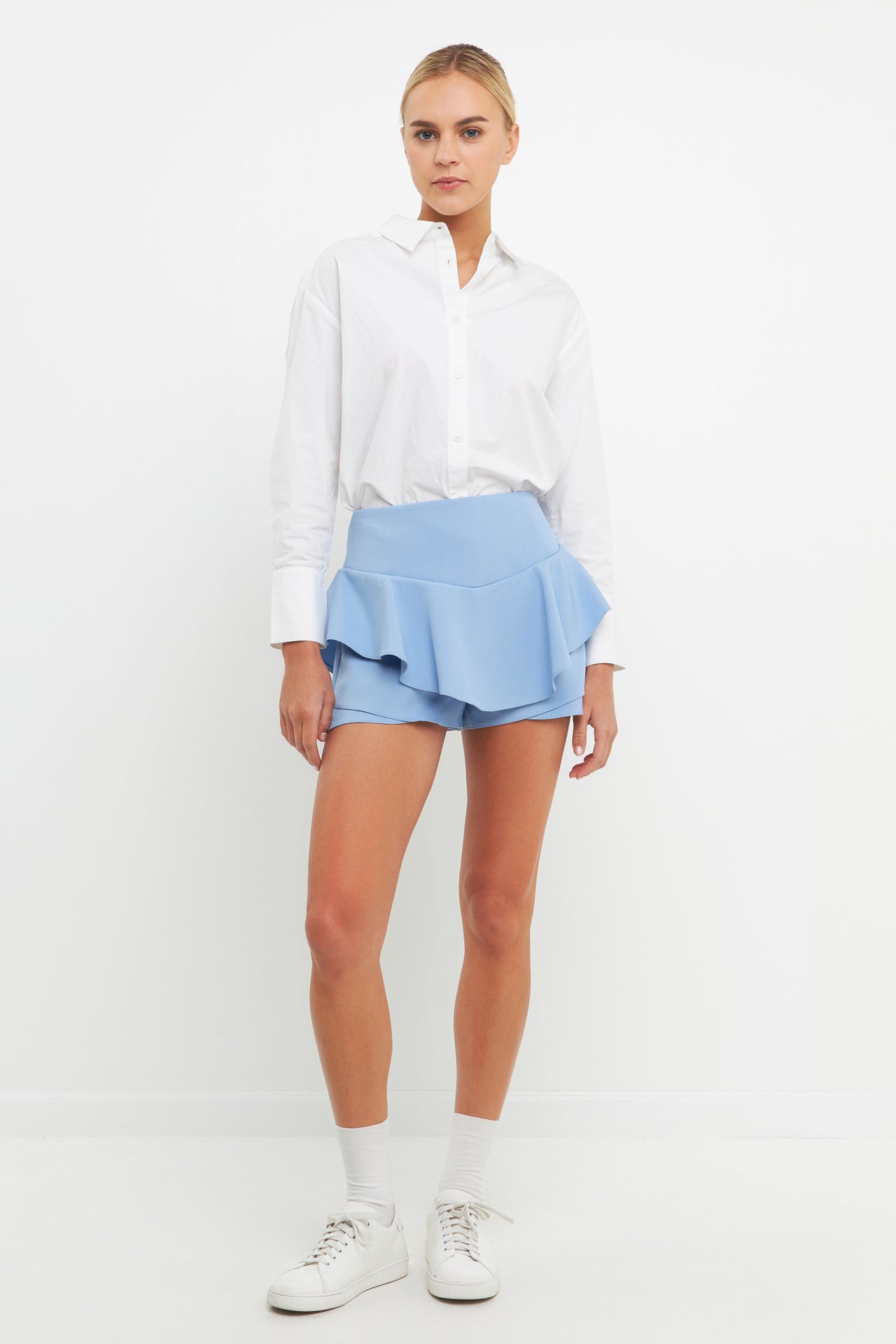 ENGLISH FACTORY - Ruffle Layered Mini Skort - SKORTS available at Objectrare