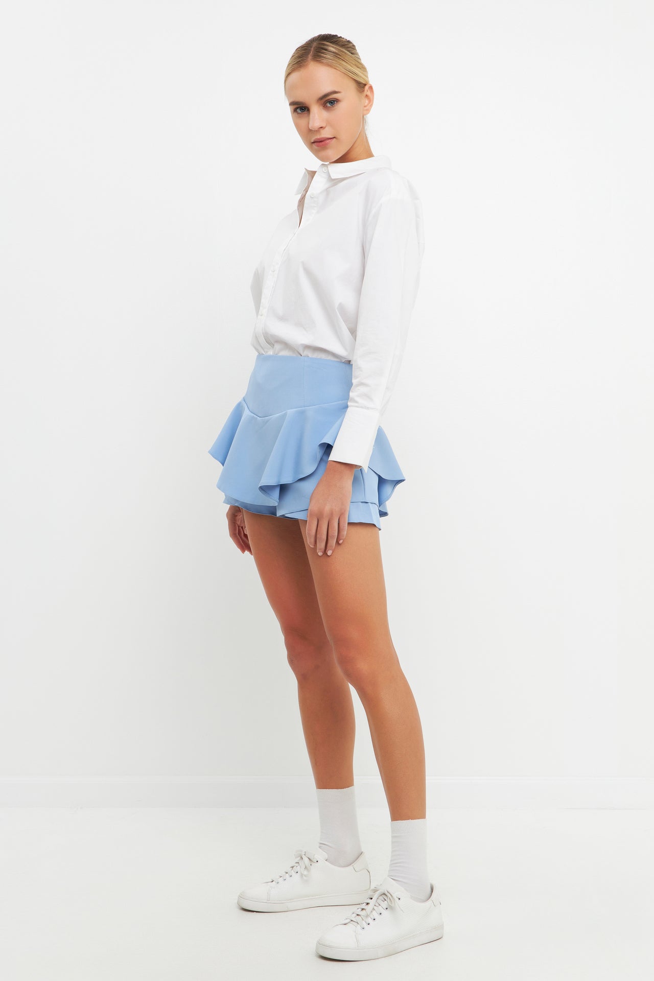 ENGLISH FACTORY - Ruffle Layered Mini Skort - SKORTS available at Objectrare