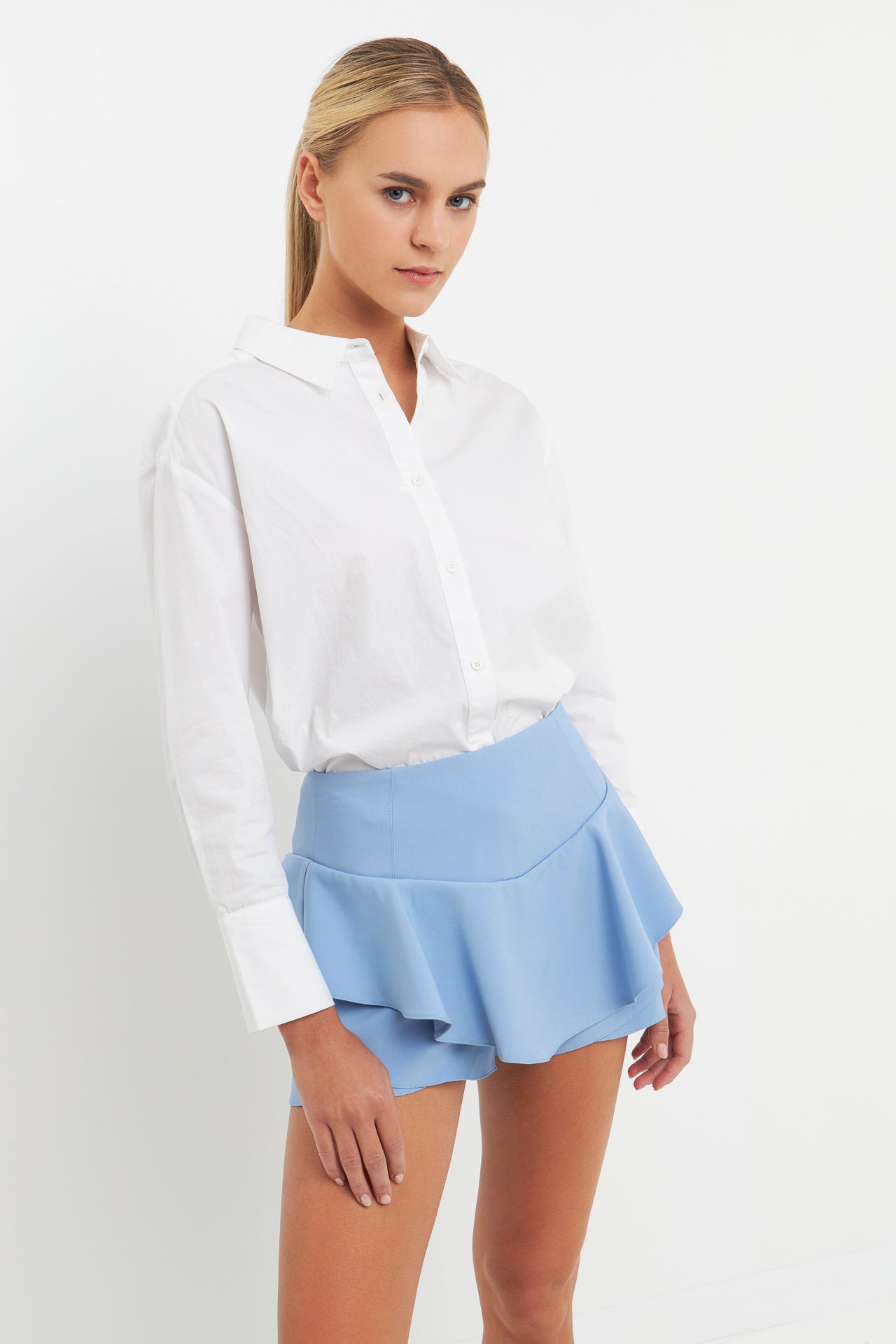 ENGLISH FACTORY - Ruffle Layered Mini Skort - SKORTS available at Objectrare